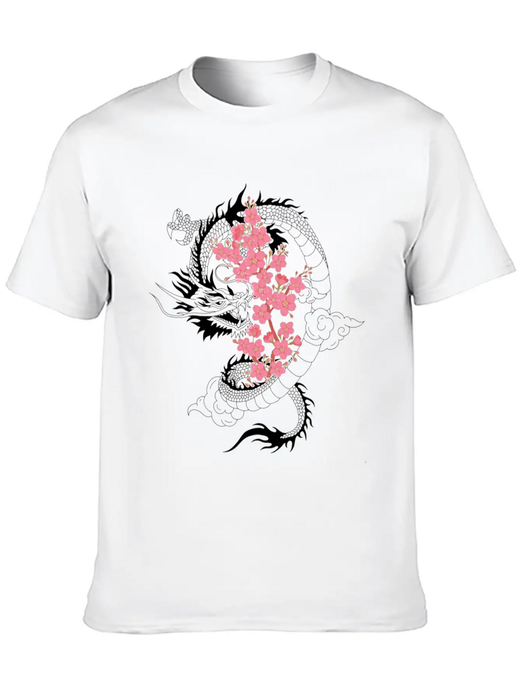 Dragon Japanese Cherry Blossom Culture Timeless Short Sleeve Tee – Comfy And Minimalist Design