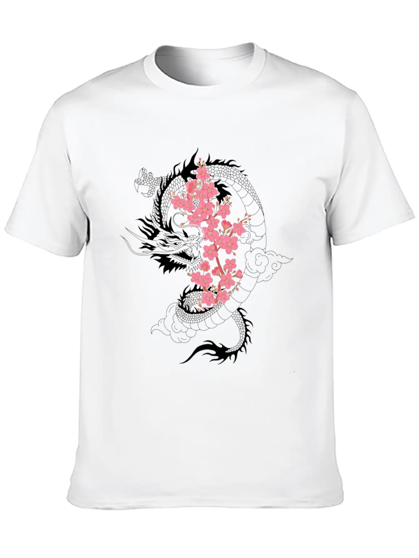 Dragon Japanese Cherry Blossom Culture Timeless Short Sleeve Tee – Comfy And Minimalist Design