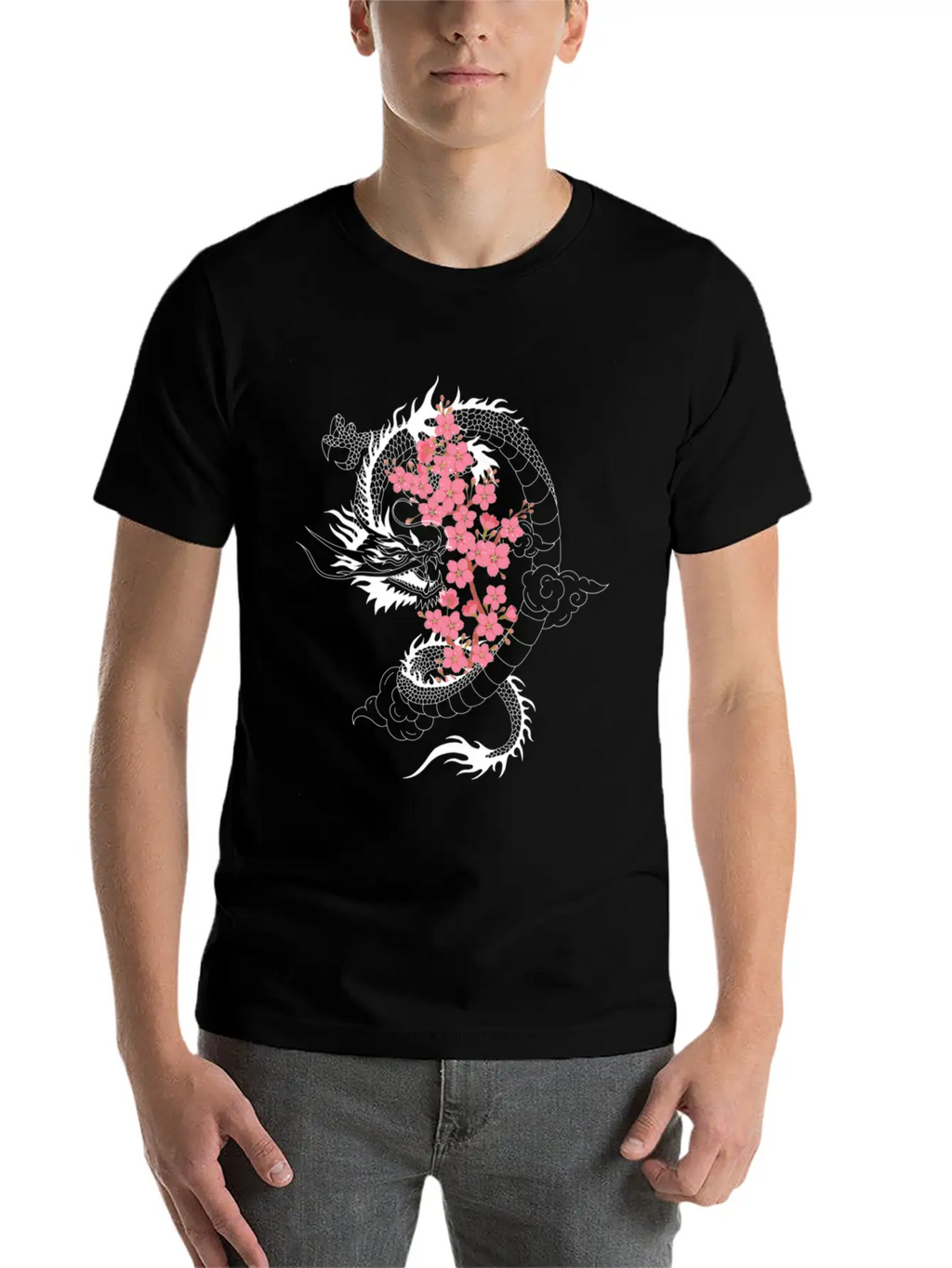 Dragon Japanese Cherry Blossom Culture Timeless Short Sleeve Tee – Comfy And Minimalist Design