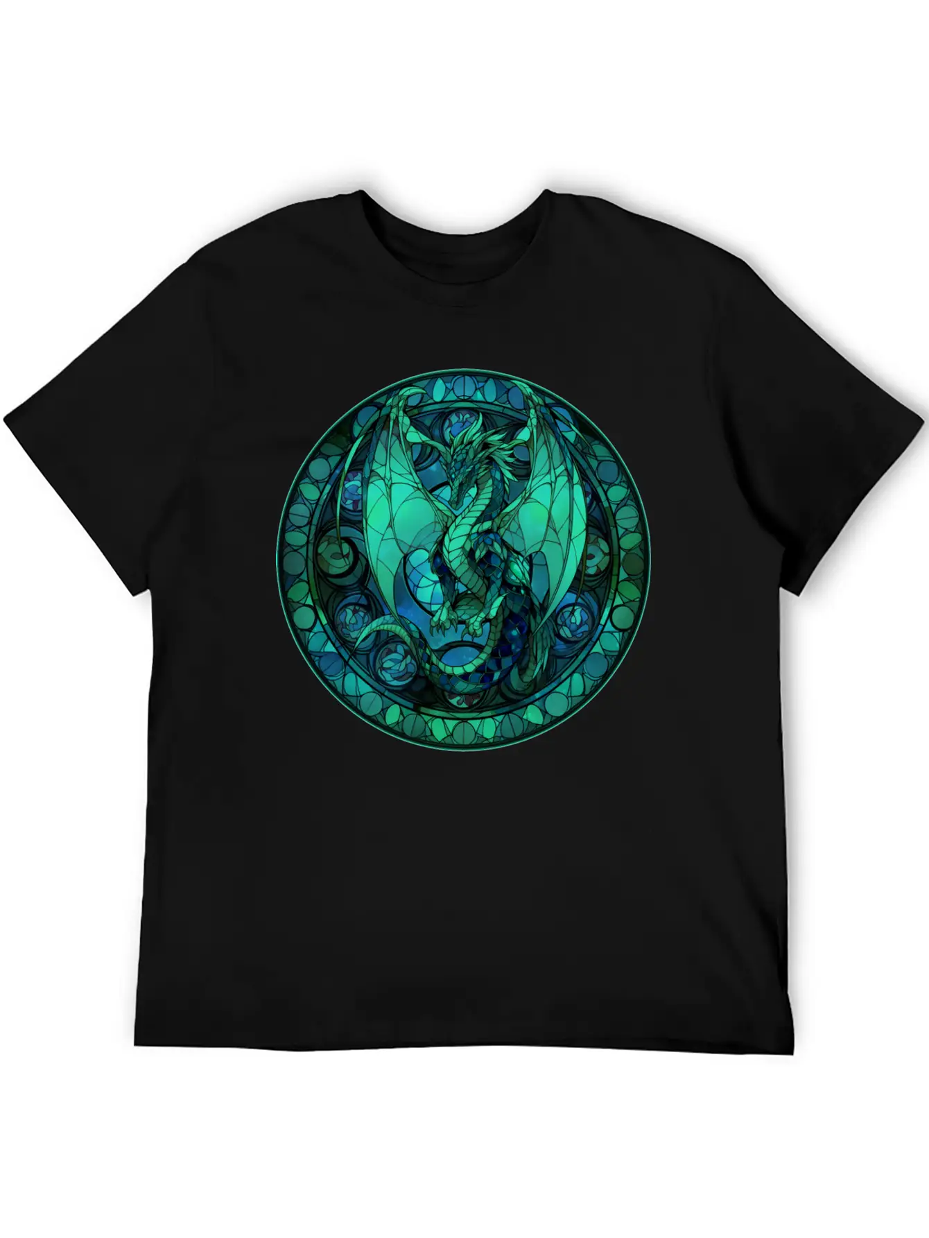 Dragon Stained Glass Style Classic Cotton Tee – Unisex Comfort For Any Season