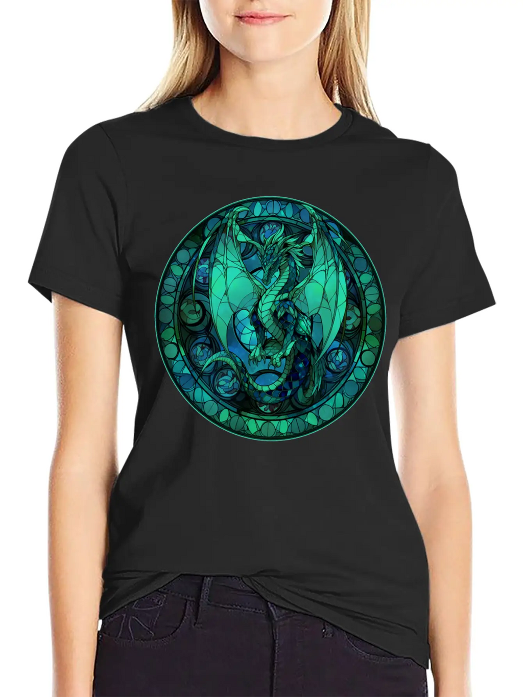 Dragon Stained Glass Style Classic Cotton Tee – Unisex Comfort For Any Season