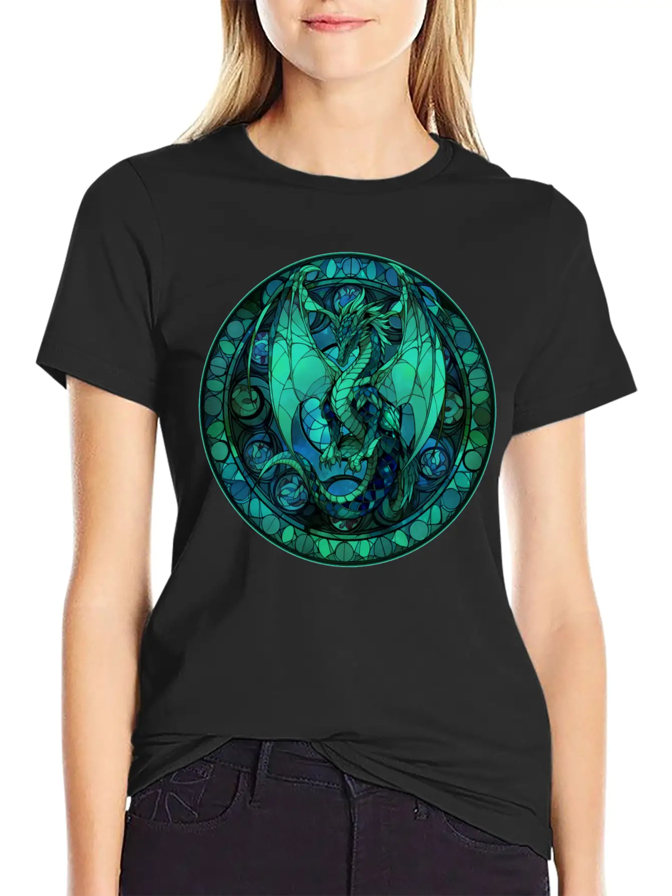 Dragon Stained Glass Style Classic Cotton Tee – Unisex Comfort For Any Season