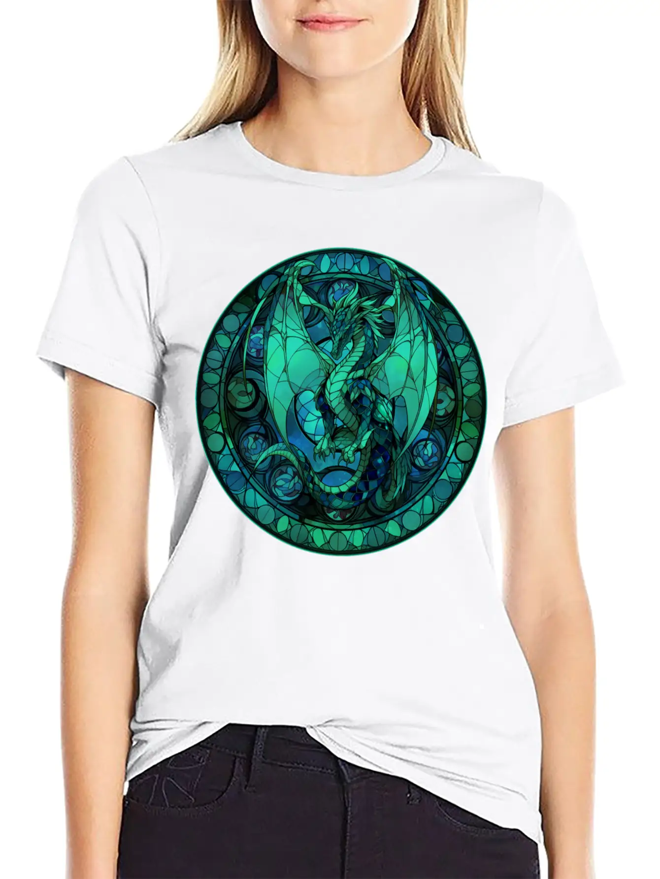 Dragon Stained Glass Style Classic Cotton Tee – Unisex Comfort For Any Season