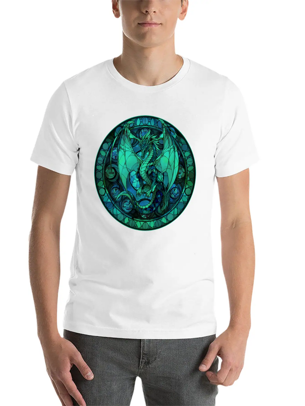 Dragon Stained Glass Style Classic Cotton Tee – Unisex Comfort For Any Season