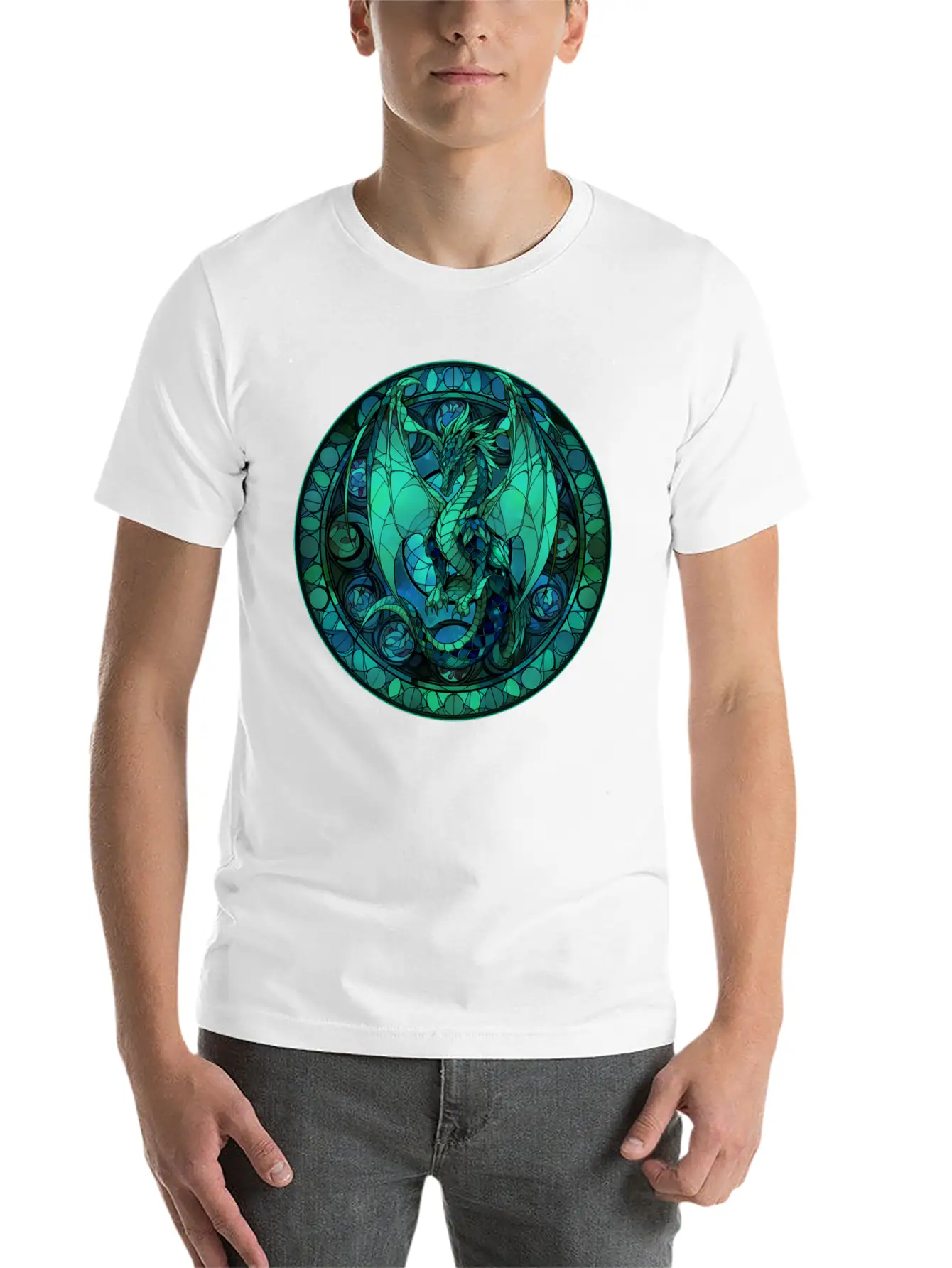 Dragon Stained Glass Style Classic Cotton Tee – Unisex Comfort For Any Season