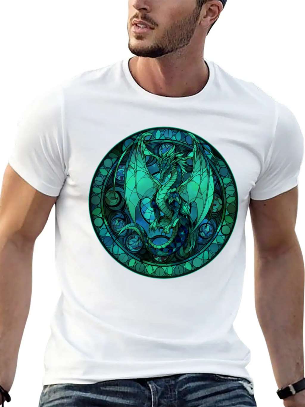 Dragon Stained Glass Style Classic Cotton Tee – Unisex Comfort For Any Season