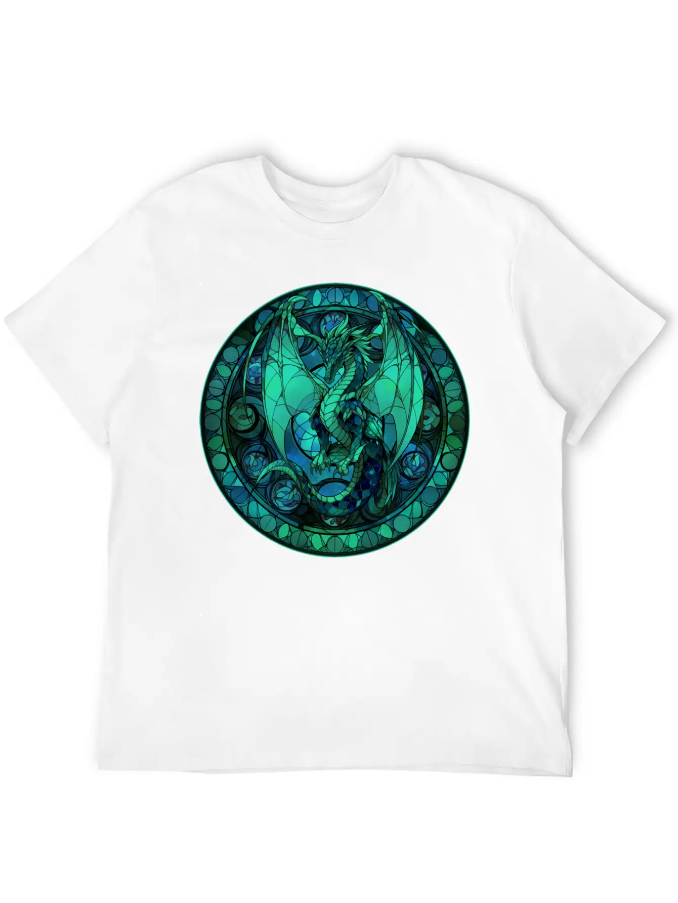 Dragon Stained Glass Style Classic Cotton Tee – Unisex Comfort For Any Season