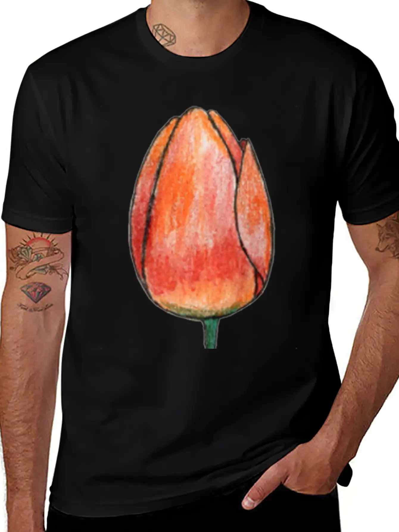 Draw A Tulip Stylish Everyday T-Shirt – Unisex Basic Cotton Tee