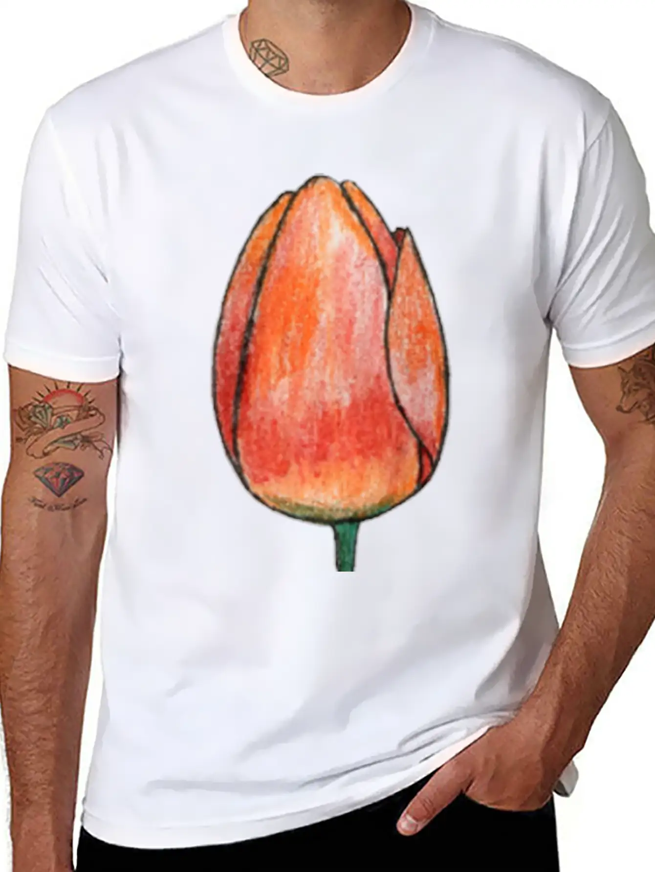 Draw A Tulip Stylish Everyday T-Shirt – Unisex Basic Cotton Tee
