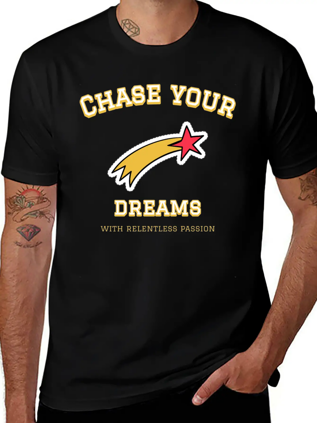 Dream Chase; Creative Motivation Quote T-shirt Unisex Casual T-Shirt – Clean Design For Daily Comfort