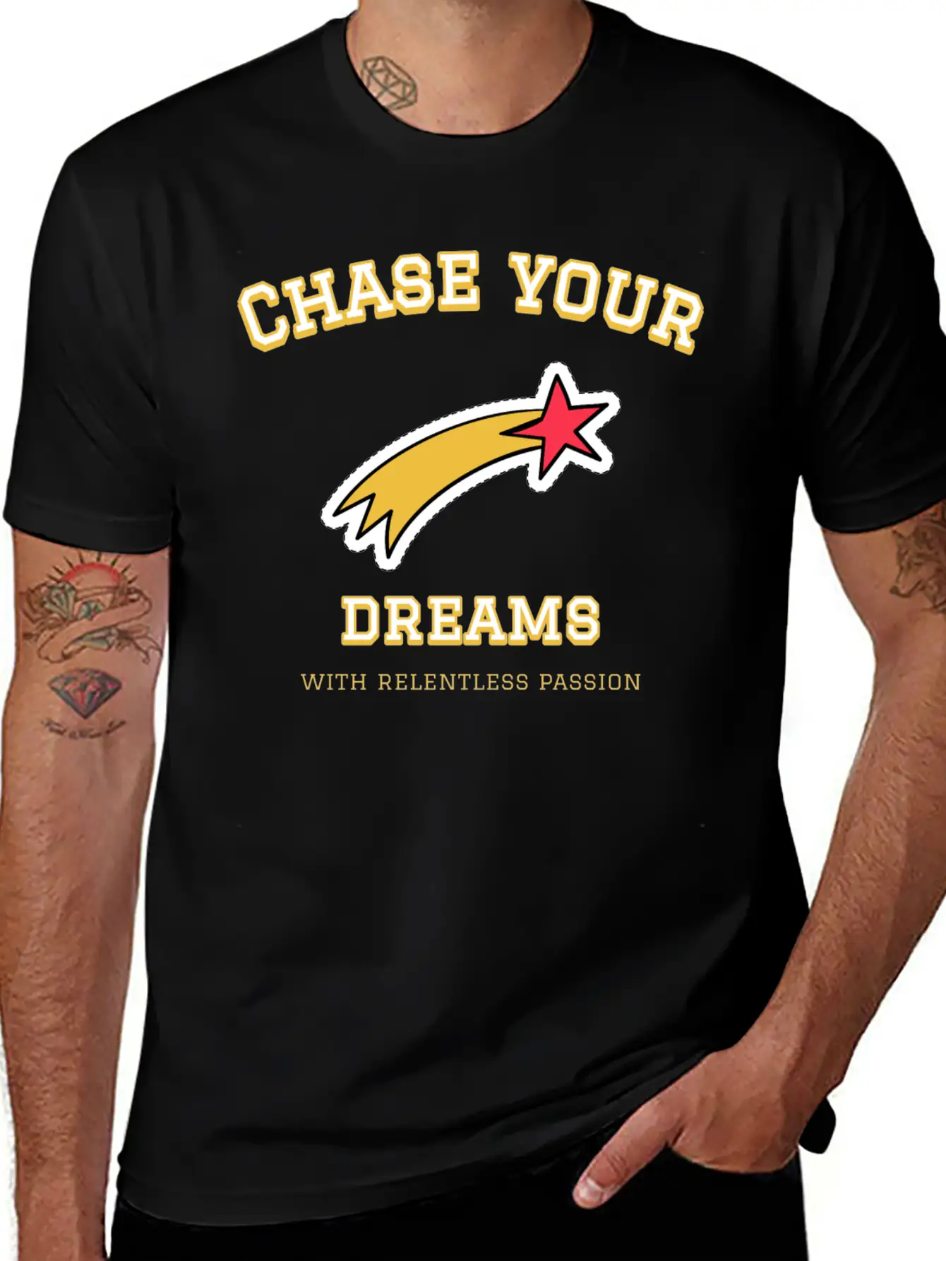 Dream Chase; Creative Motivation Quote T-shirt Unisex Casual T-Shirt – Clean Design For Daily Comfort