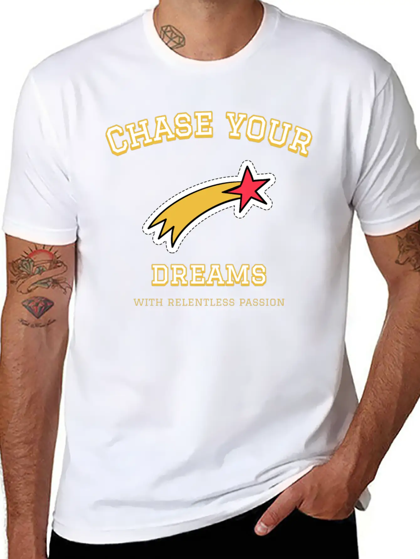 Dream Chase; Creative Motivation Quote T-shirt Unisex Casual T-Shirt – Clean Design For Daily Comfort