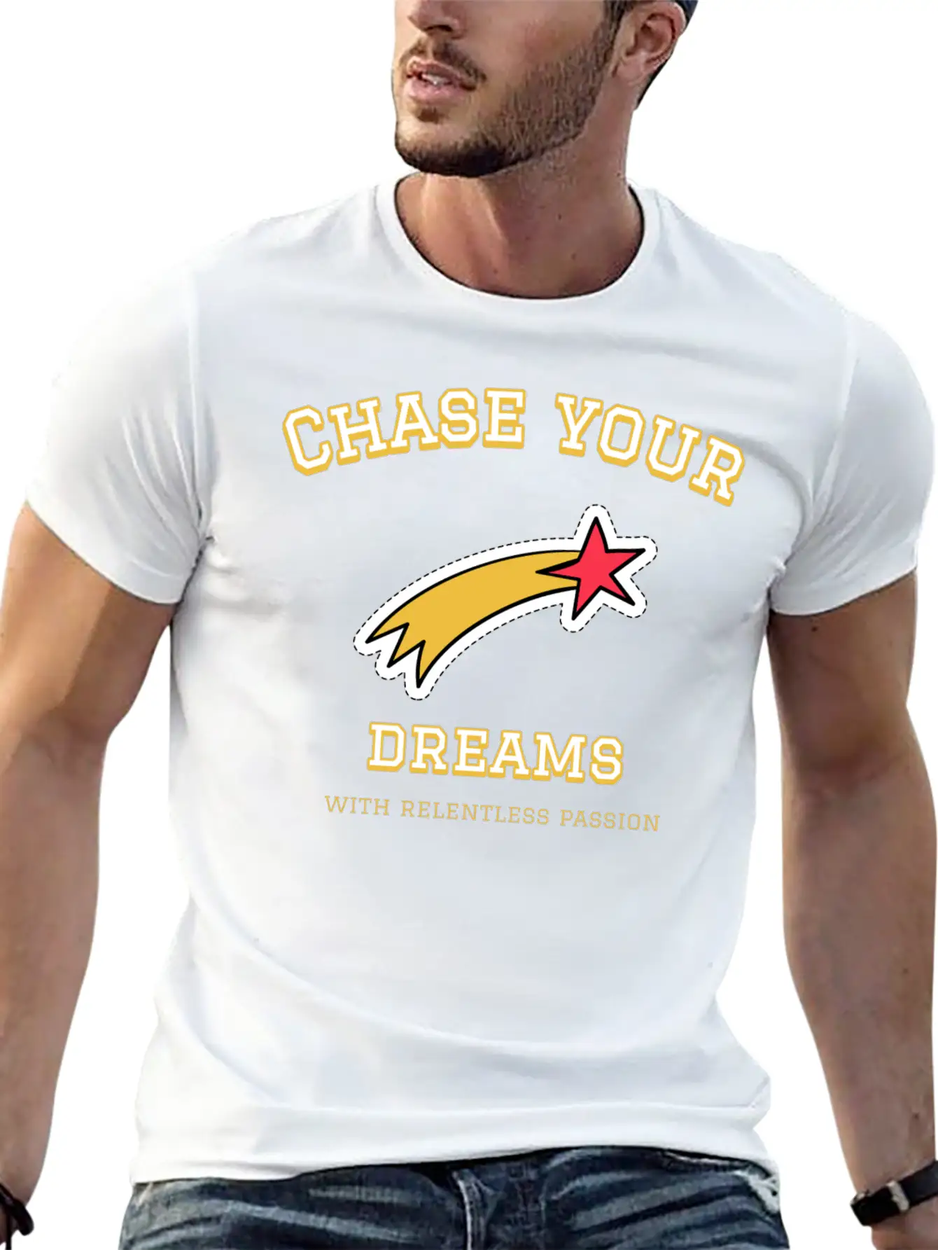 Dream Chase; Creative Motivation Quote T-shirt Unisex Casual T-Shirt – Clean Design For Daily Comfort