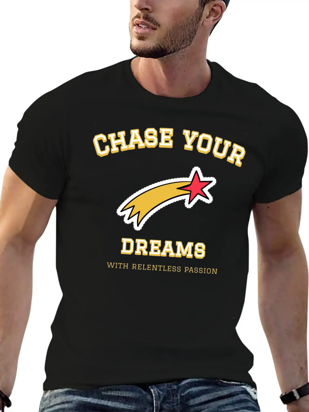 Dream Chase; Creative Motivation Quote T-shirt Unisex Casual T-Shirt – Clean Design For Daily Comfort