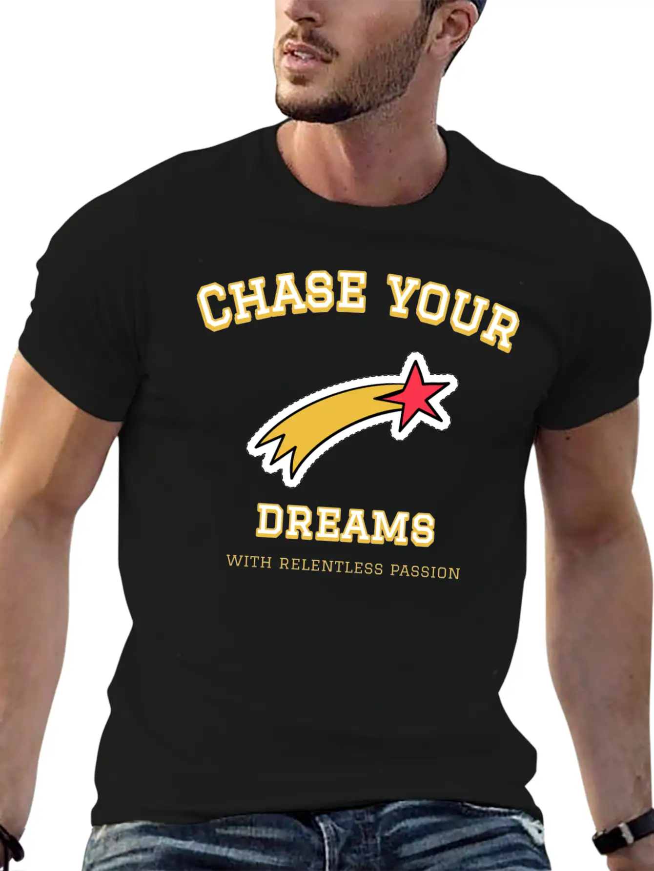 Dream Chase; Creative Motivation Quote T-shirt Unisex Casual T-Shirt – Clean Design For Daily Comfort