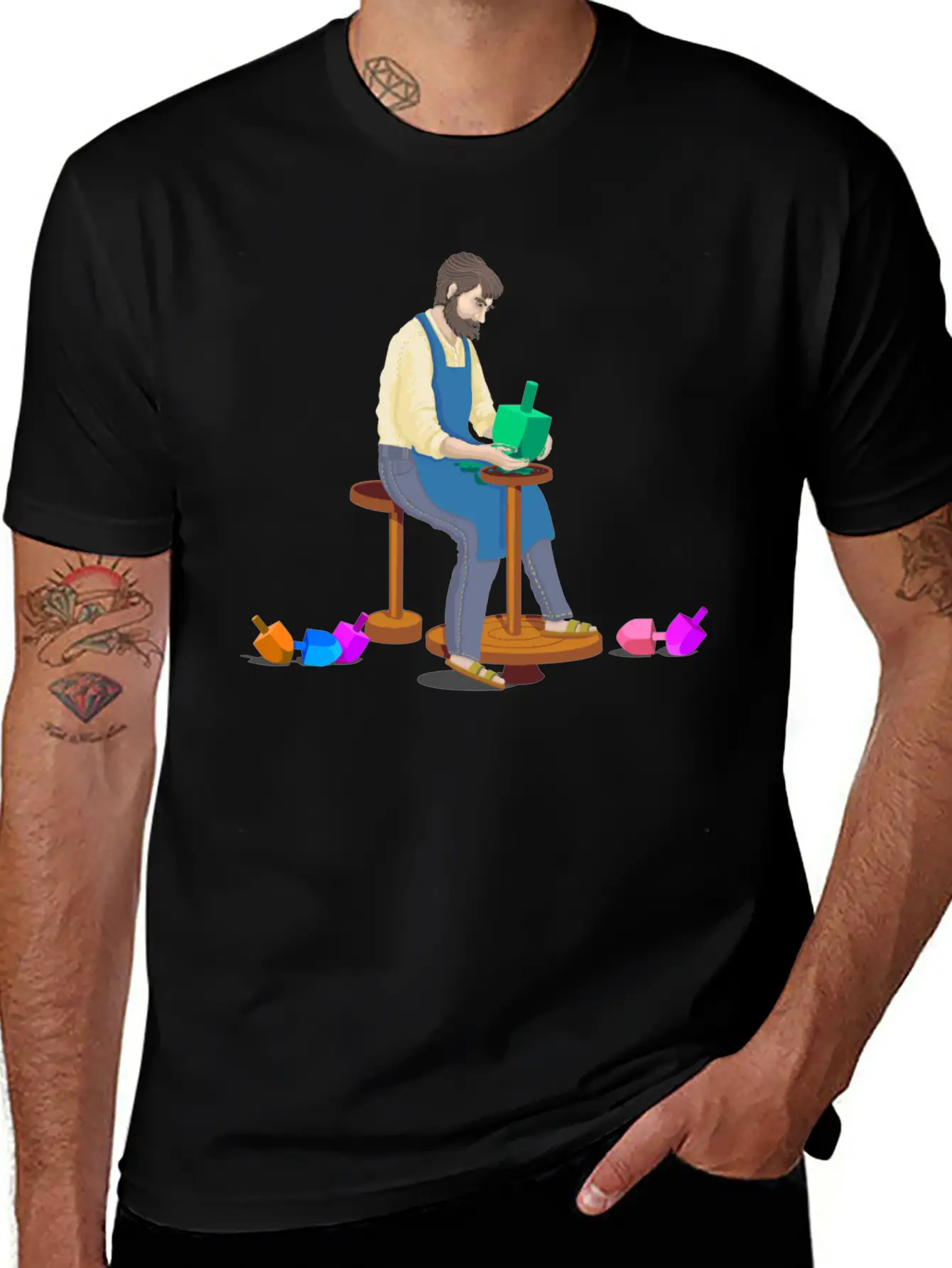 Dreidel Dreidel Dreidel (I Made It Out Of Clay) Stylish Everyday T-Shirt – Unisex Basic Cotton Tee