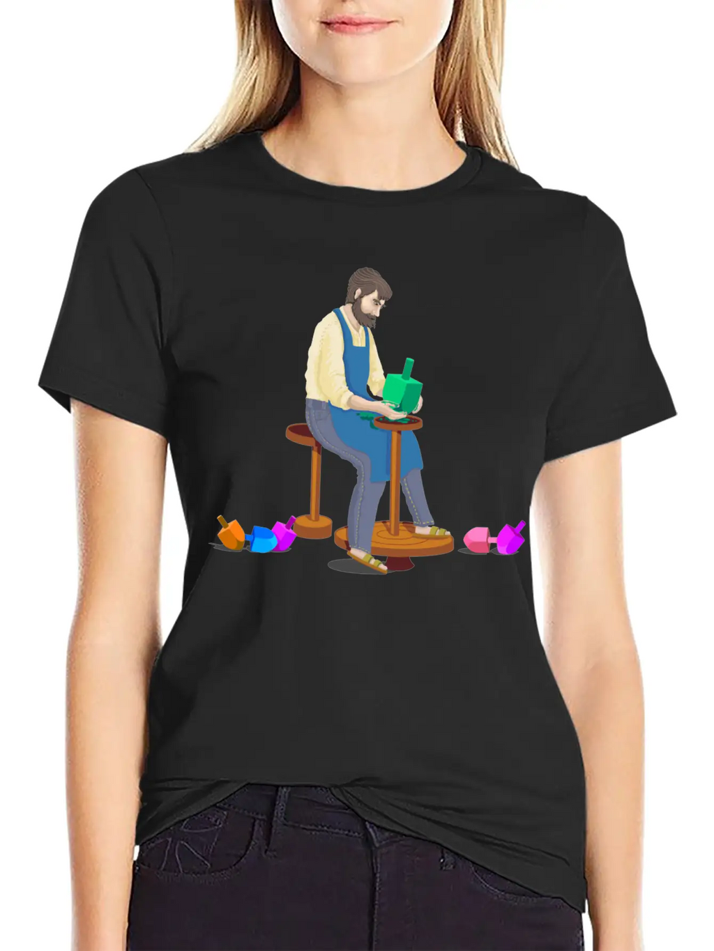Dreidel Dreidel Dreidel (I Made It Out Of Clay) Stylish Everyday T-Shirt – Unisex Basic Cotton Tee
