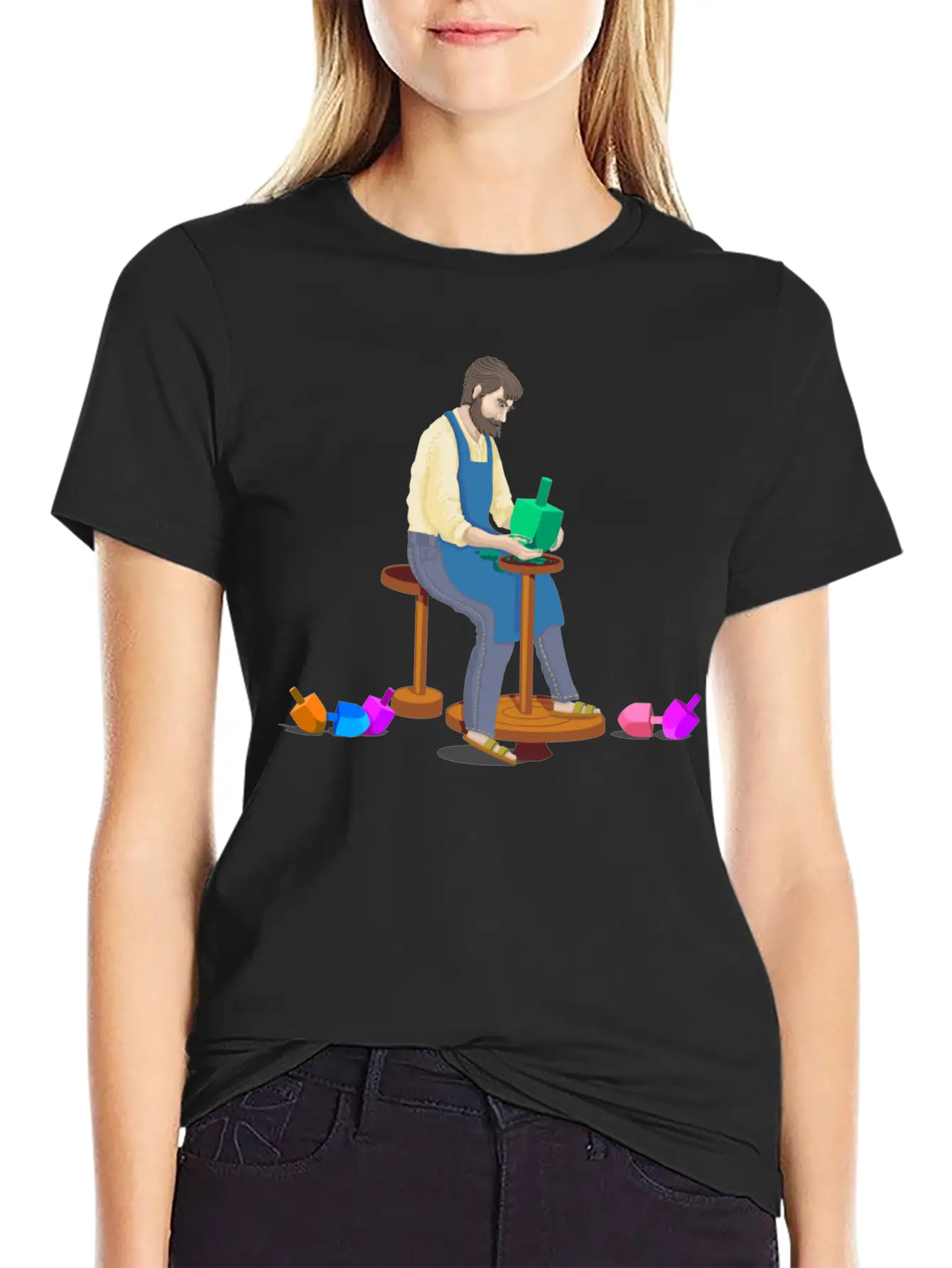 Dreidel Dreidel Dreidel (I Made It Out Of Clay) Stylish Everyday T-Shirt – Unisex Basic Cotton Tee
