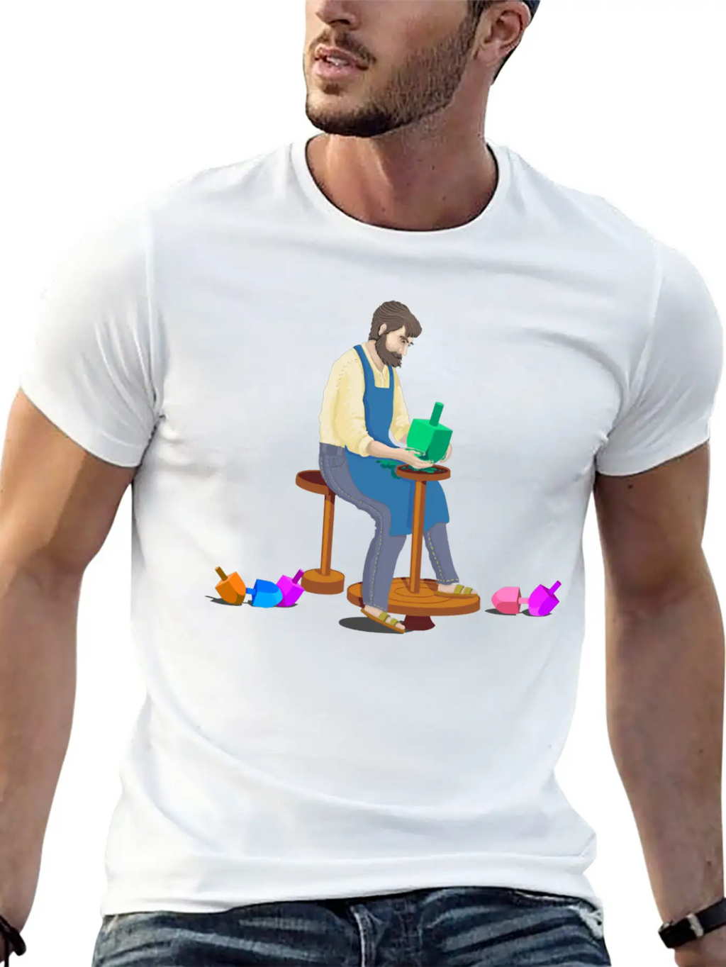 Dreidel Dreidel Dreidel (I Made It Out Of Clay) Stylish Everyday T-Shirt – Unisex Basic Cotton Tee