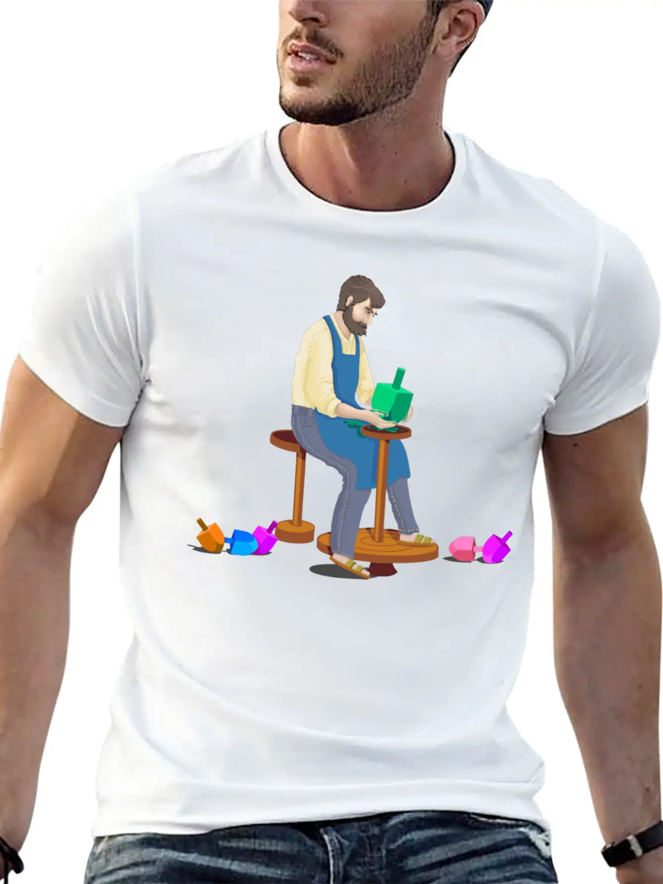 Dreidel Dreidel Dreidel (I Made It Out Of Clay) Stylish Everyday T-Shirt – Unisex Basic Cotton Tee