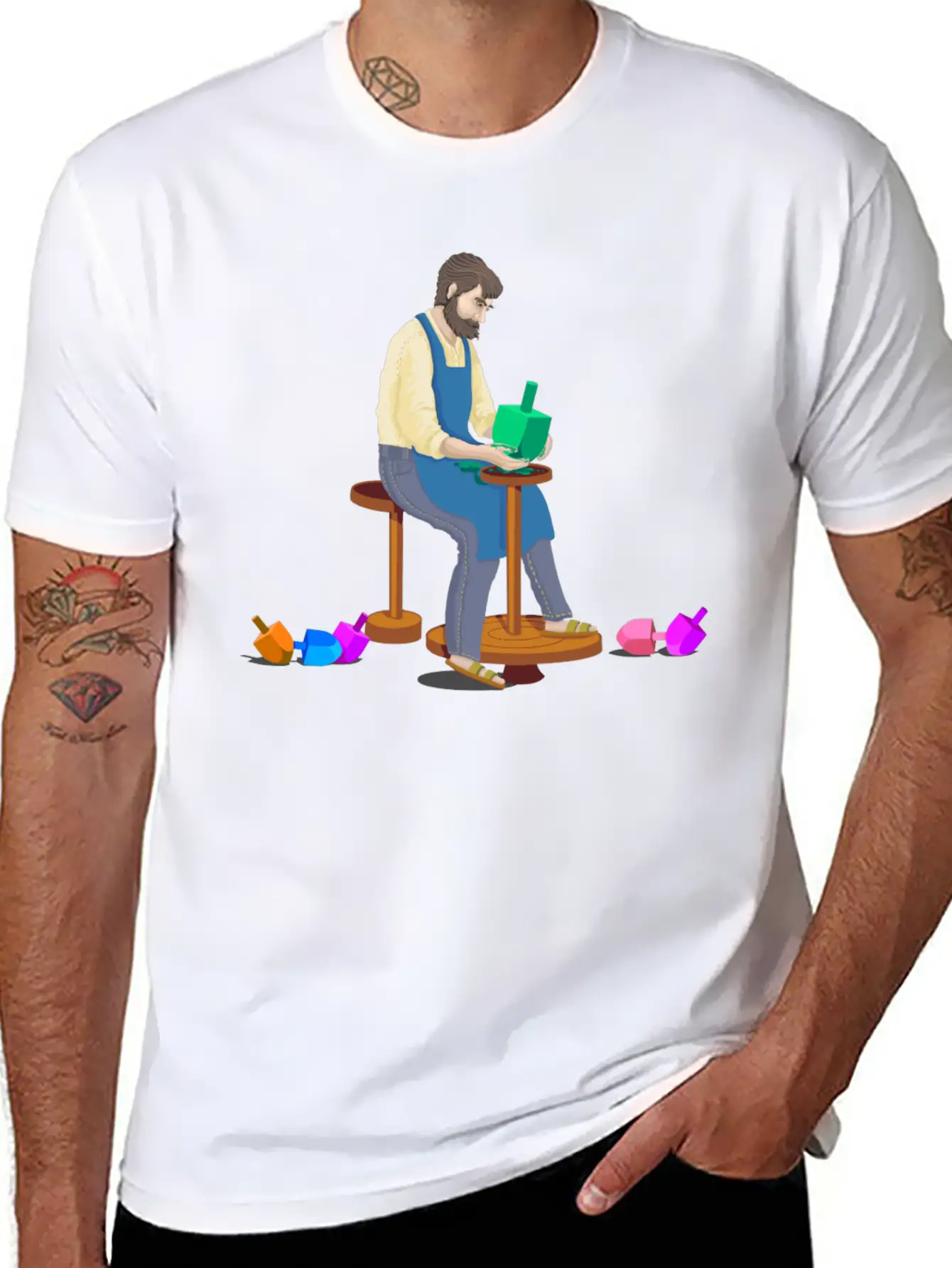 Dreidel Dreidel Dreidel (I Made It Out Of Clay) Stylish Everyday T-Shirt – Unisex Basic Cotton Tee