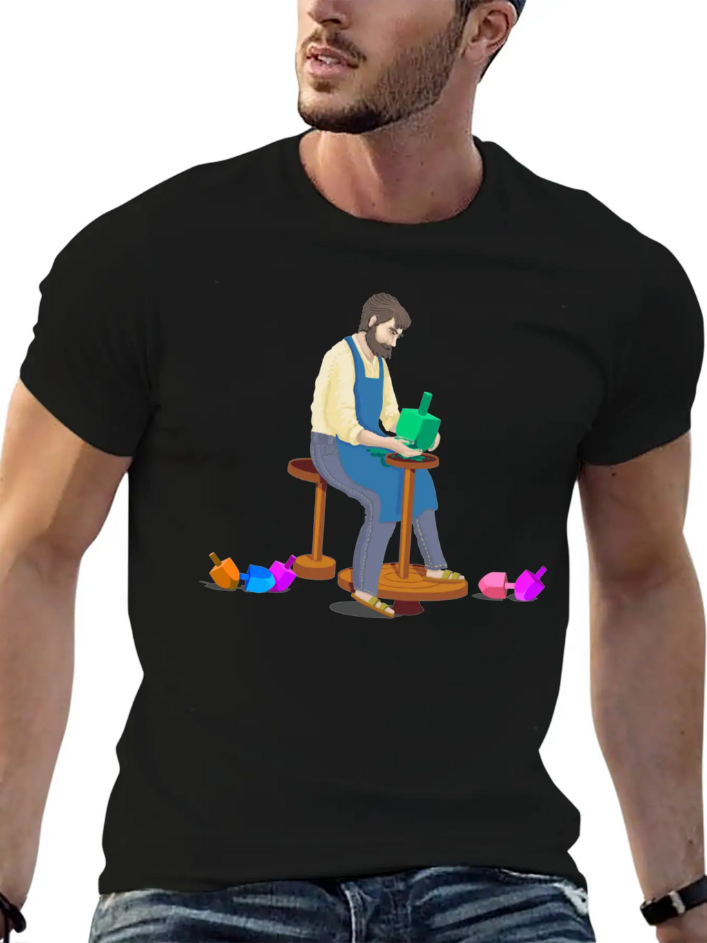 Dreidel Dreidel Dreidel (I Made It Out Of Clay) Stylish Everyday T-Shirt – Unisex Basic Cotton Tee