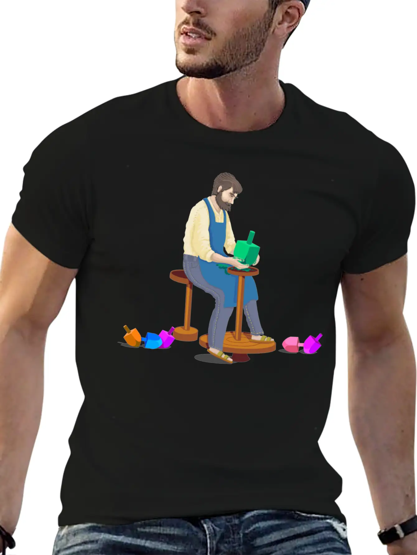 Dreidel Dreidel Dreidel (I Made It Out Of Clay) Stylish Everyday T-Shirt – Unisex Basic Cotton Tee