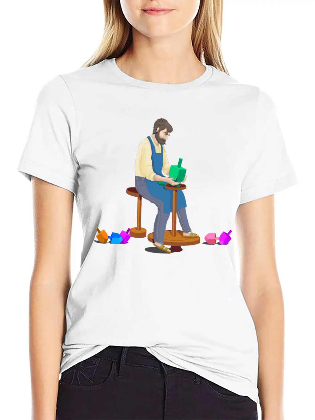 Dreidel Dreidel Dreidel (I Made It Out Of Clay) Stylish Everyday T-Shirt – Unisex Basic Cotton Tee