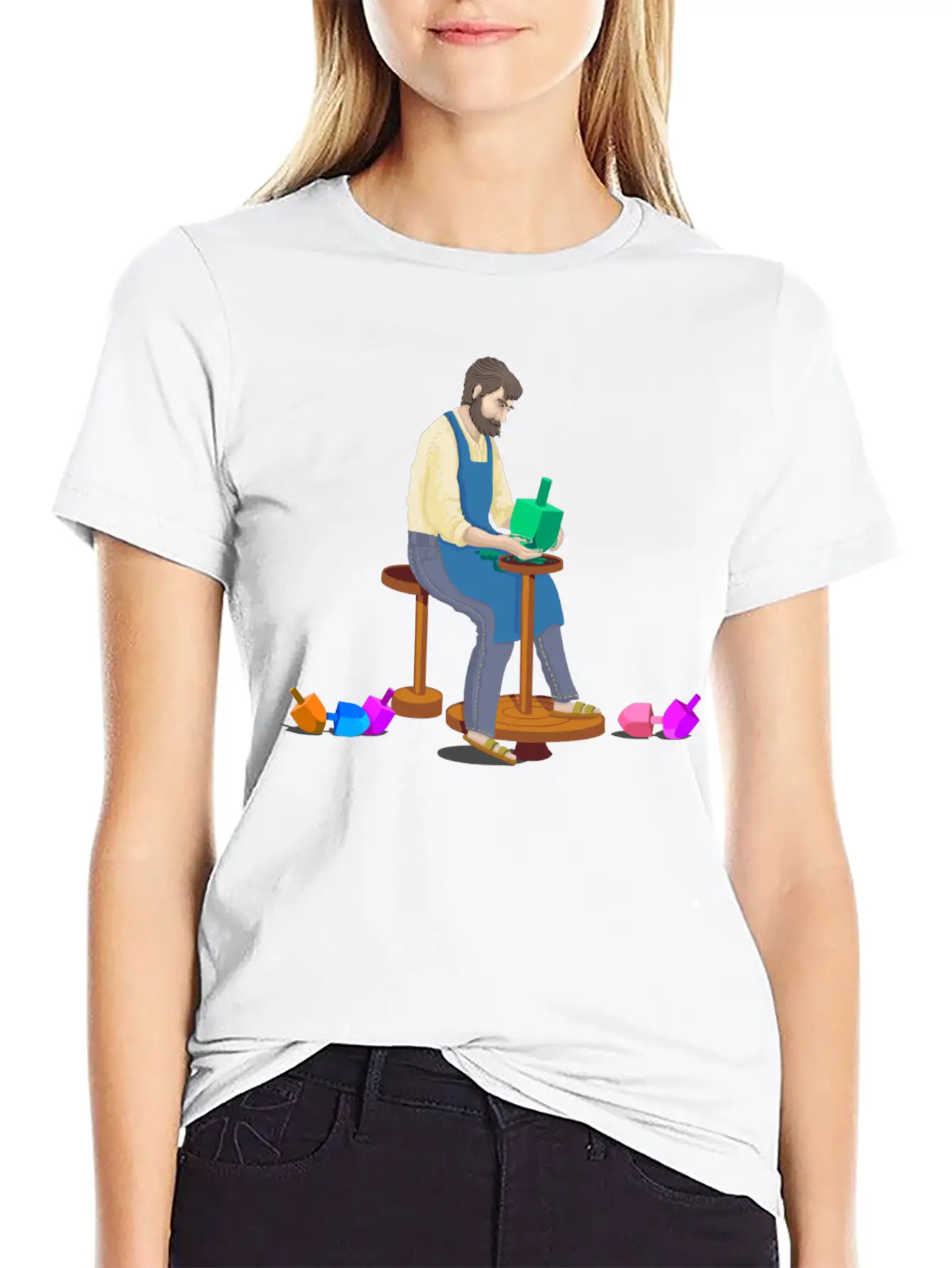 Dreidel Dreidel Dreidel (I Made It Out Of Clay) Stylish Everyday T-Shirt – Unisex Basic Cotton Tee