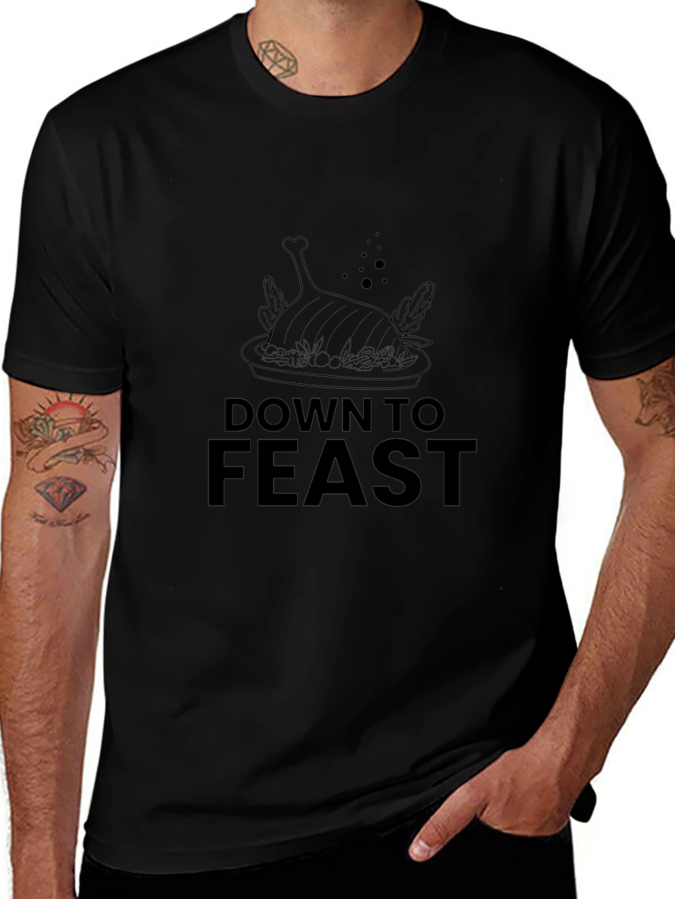 Down to Feast Graphic Tee - Black Casual Comfort