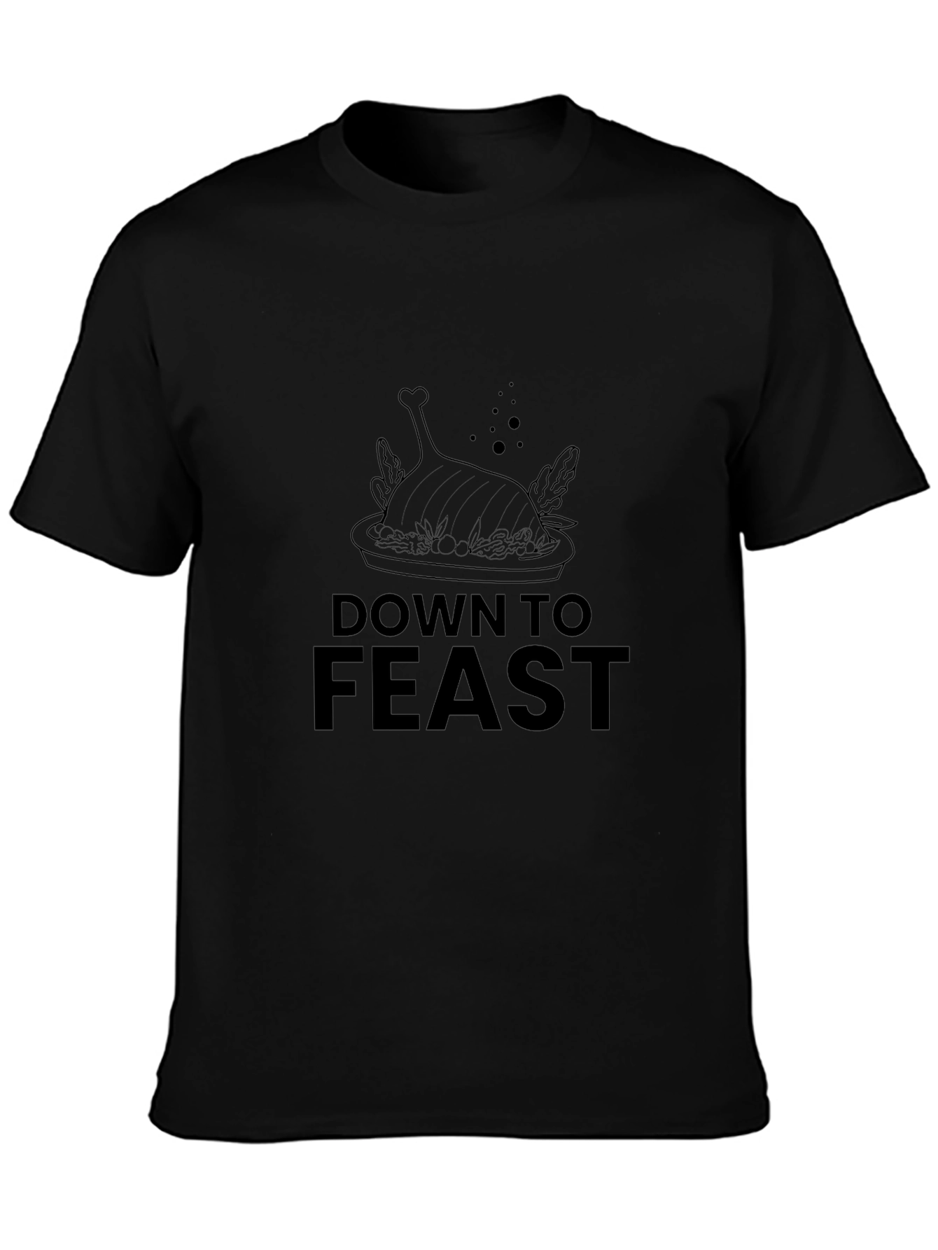 Down to Feast Graphic Tee - Black Casual Comfort