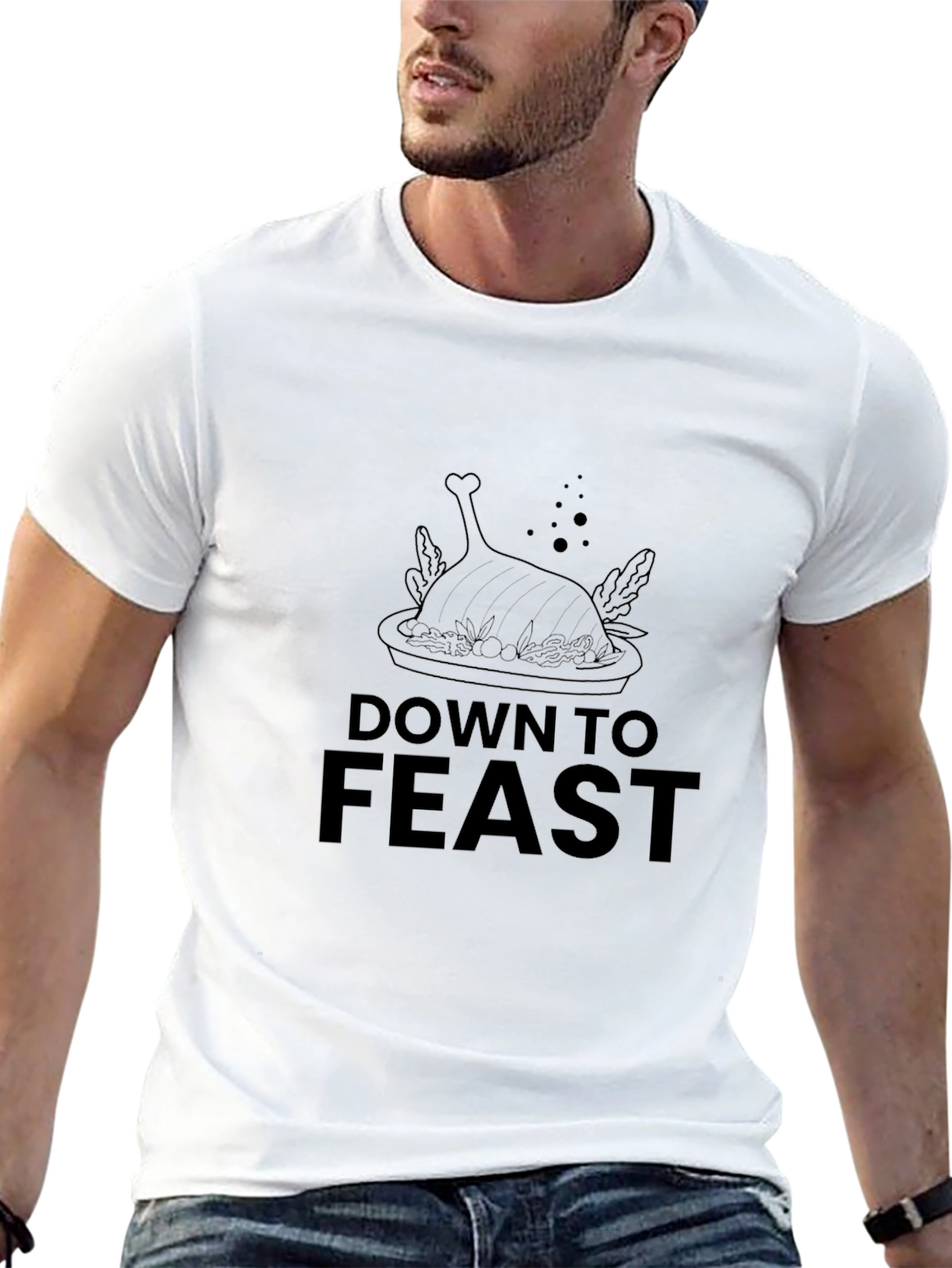 Down to Feast Graphic Tee - Black Casual Comfort