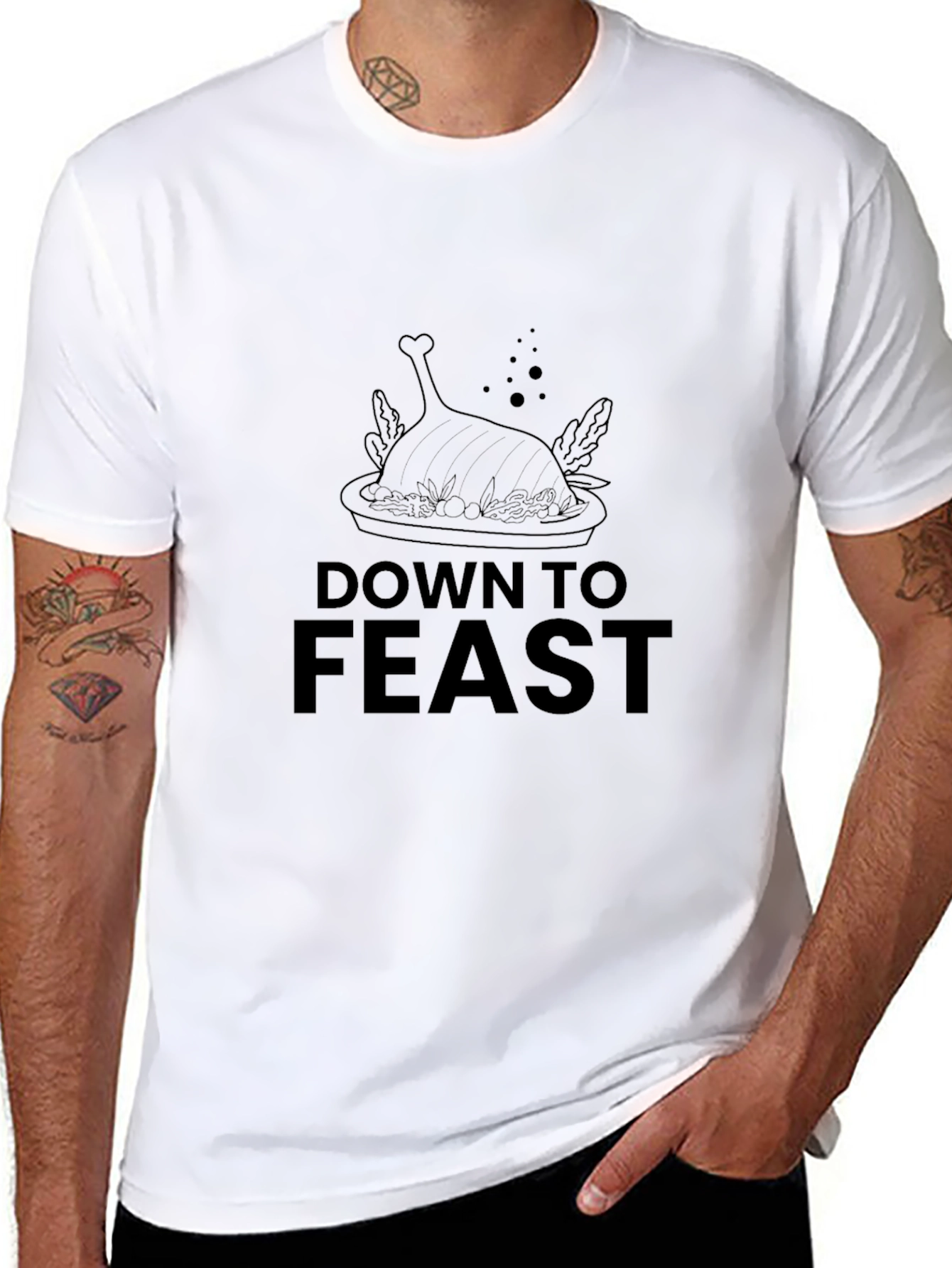 Down to Feast Graphic Tee - Black Casual Comfort