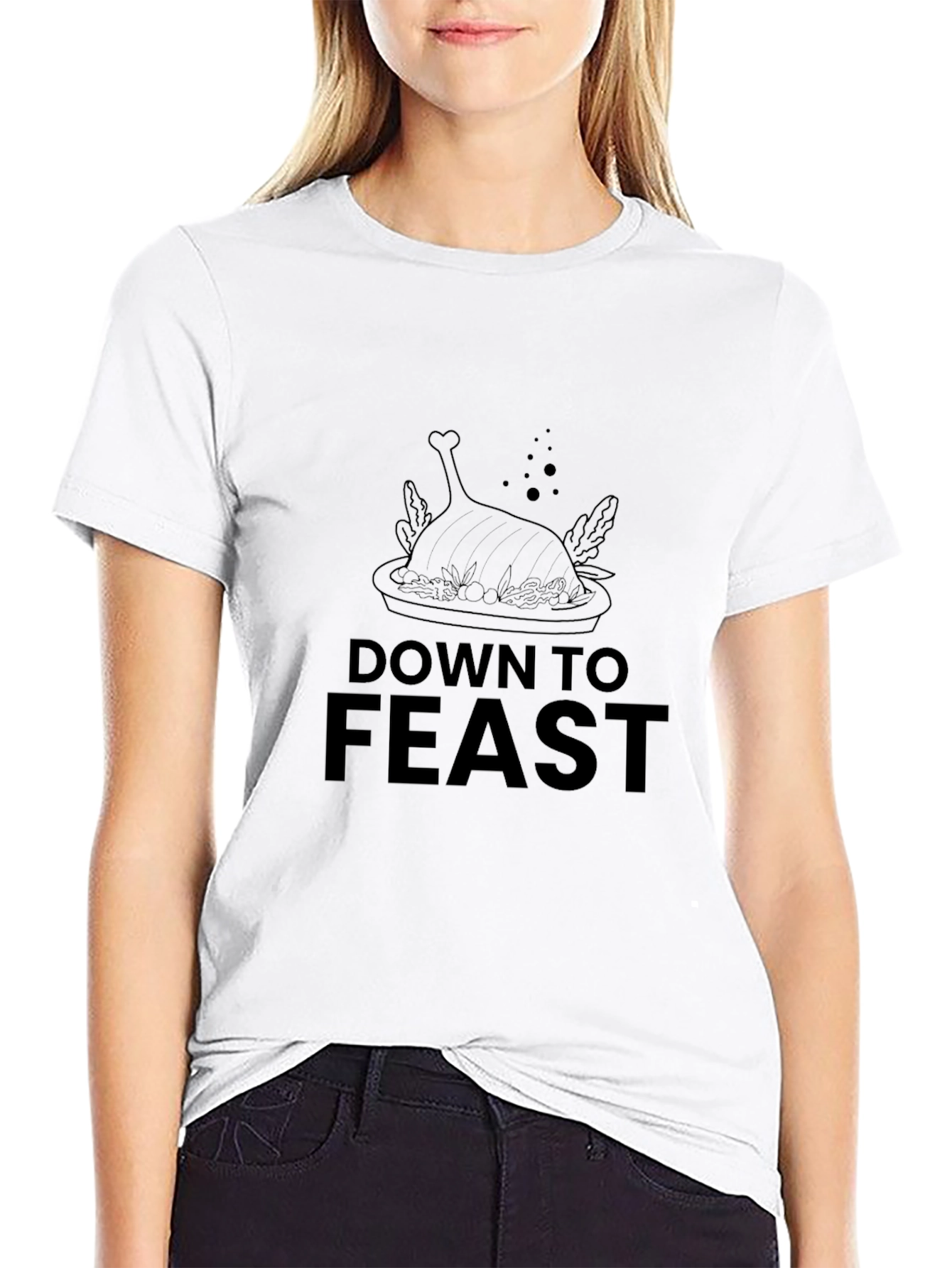 Down to Feast Graphic Tee - Black Casual Comfort