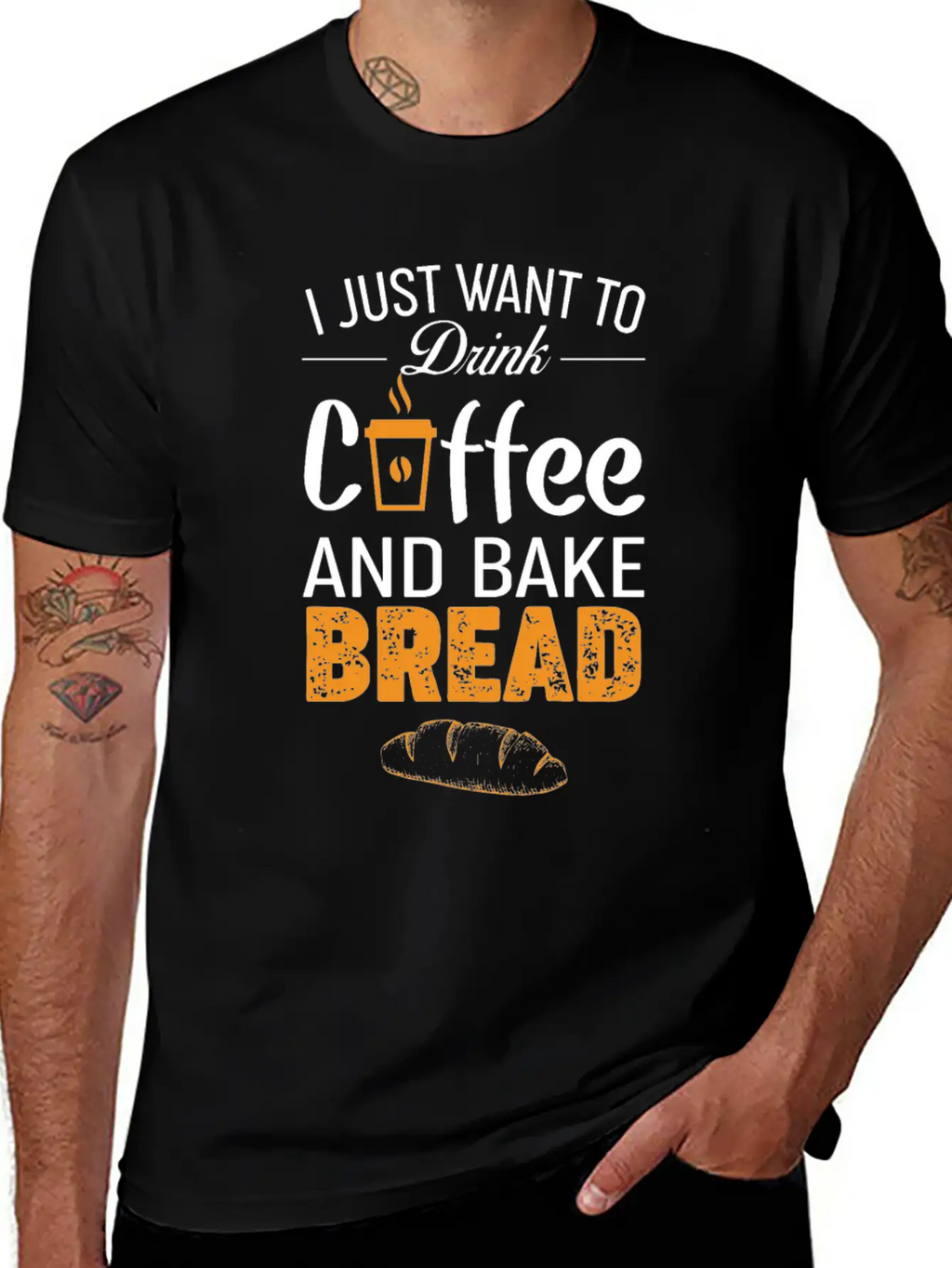 Drink Coffee And Bake Bread Baking - Funny Baker Essential Cotton Tee For Daily Outfits – Unisex Style