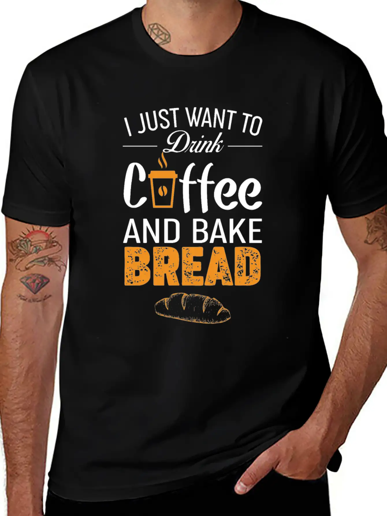 Drink Coffee And Bake Bread Baking - Funny Baker Essential Cotton Tee For Daily Outfits – Unisex Style
