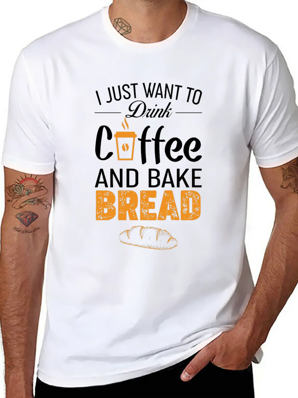 Drink Coffee And Bake Bread Baking - Funny Baker Essential Cotton Tee For Daily Outfits – Unisex Style