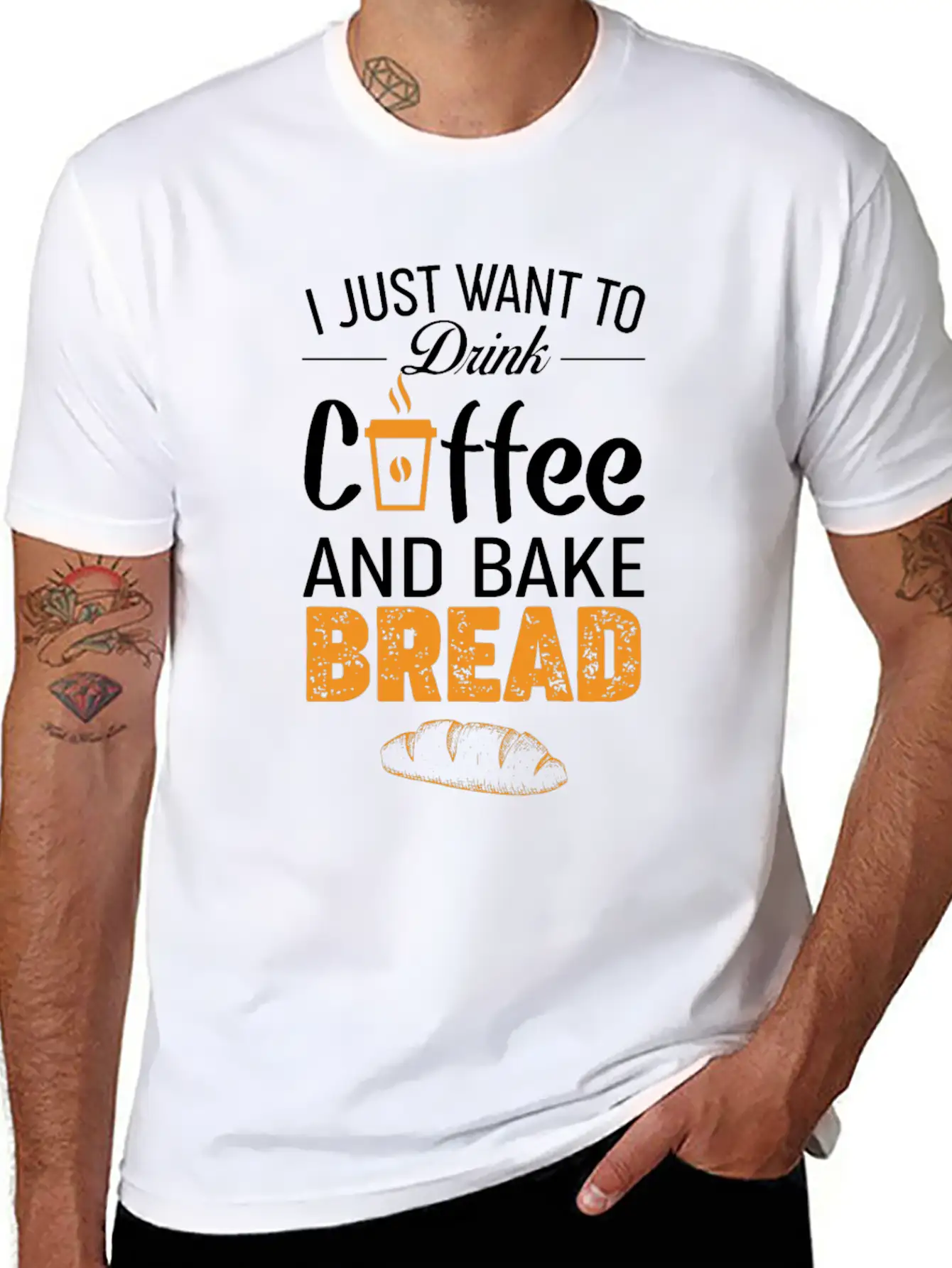 Drink Coffee And Bake Bread Baking - Funny Baker Essential Cotton Tee For Daily Outfits – Unisex Style