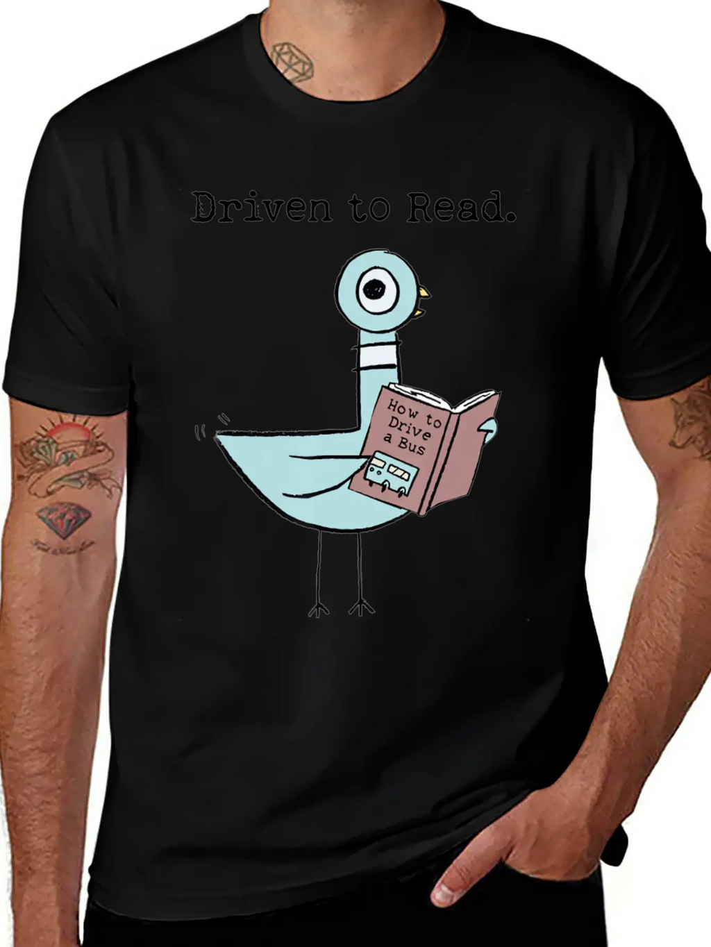 Driven To Read Pigeon Library Reading Books Reade Relaxed Everyday Tee – Lightweight And Durable Cotton