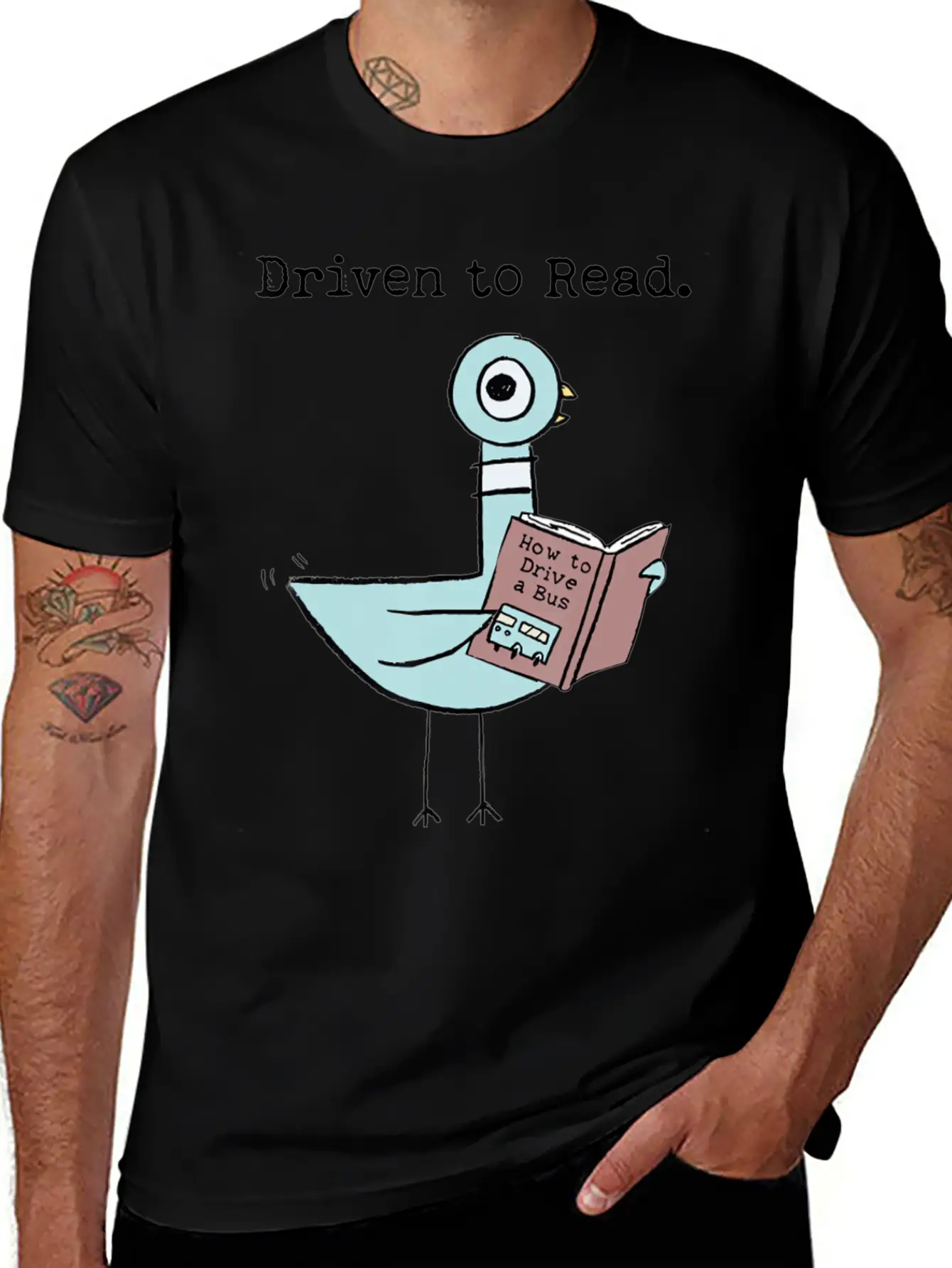 Driven To Read Pigeon Library Reading Books Reade Relaxed Everyday Tee – Lightweight And Durable Cotton