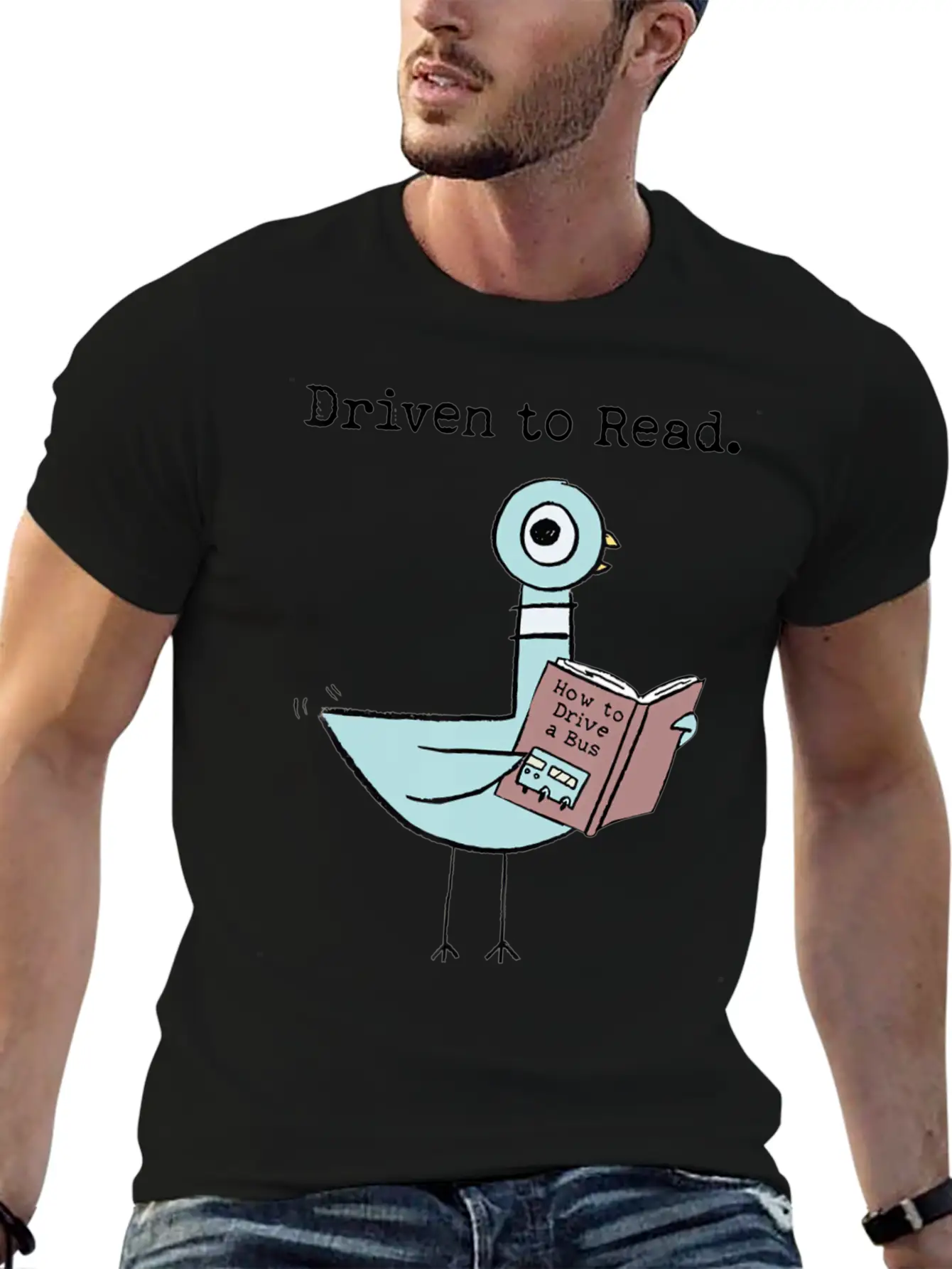 Driven To Read Pigeon Library Reading Books Reade Relaxed Everyday Tee – Lightweight And Durable Cotton