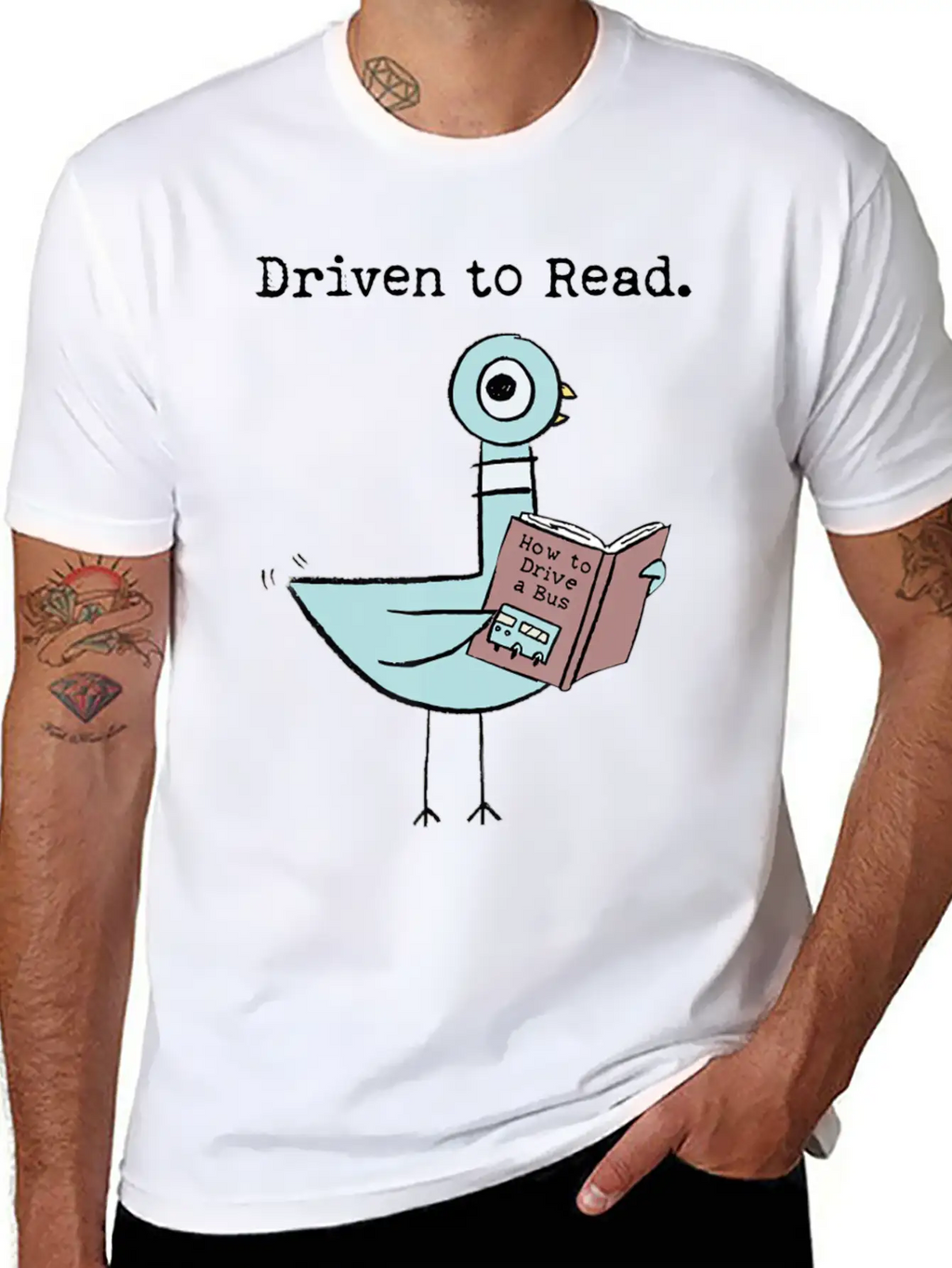 Driven To Read Pigeon Library Reading Books Reade Relaxed Everyday Tee – Lightweight And Durable Cotton