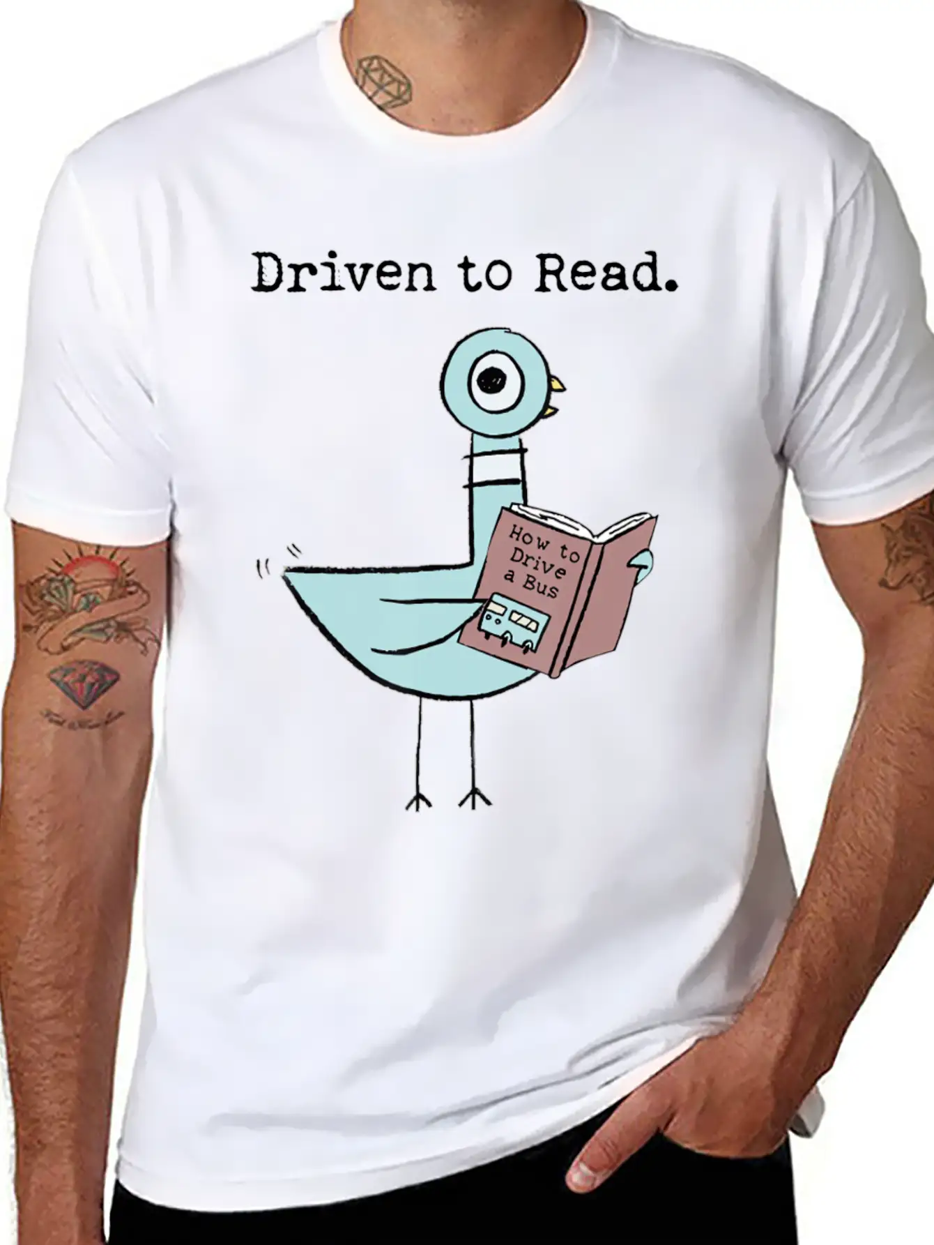 Driven To Read Pigeon Library Reading Books Reade Relaxed Everyday Tee – Lightweight And Durable Cotton