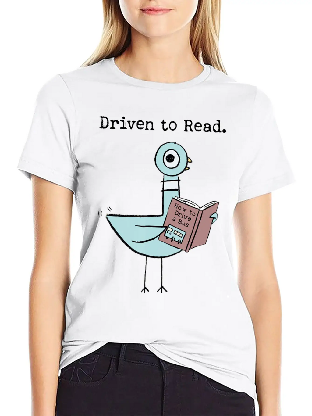 Driven To Read Pigeon Library Reading Books Reade Relaxed Everyday Tee – Lightweight And Durable Cotton