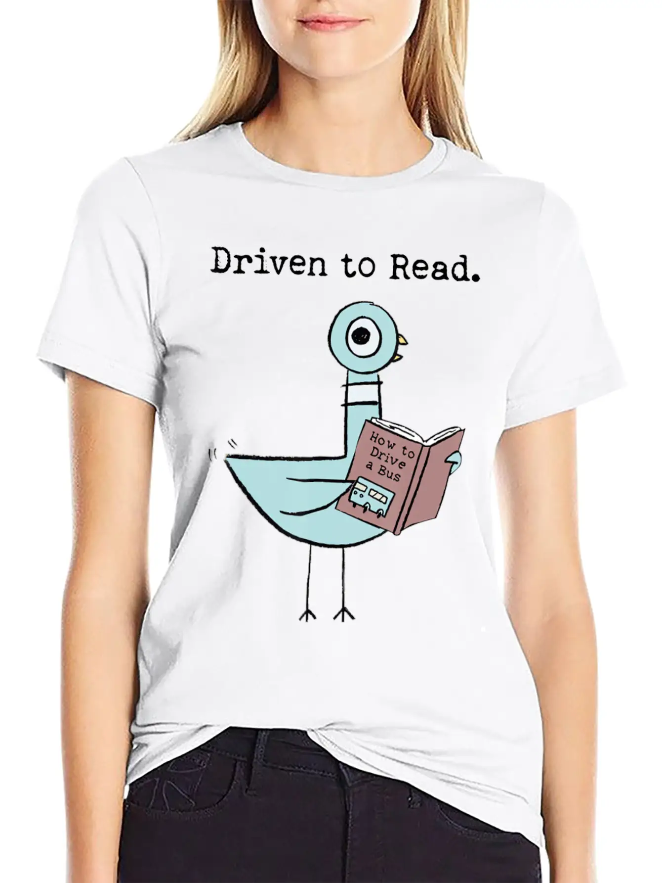 Driven To Read Pigeon Library Reading Books Reade Relaxed Everyday Tee – Lightweight And Durable Cotton