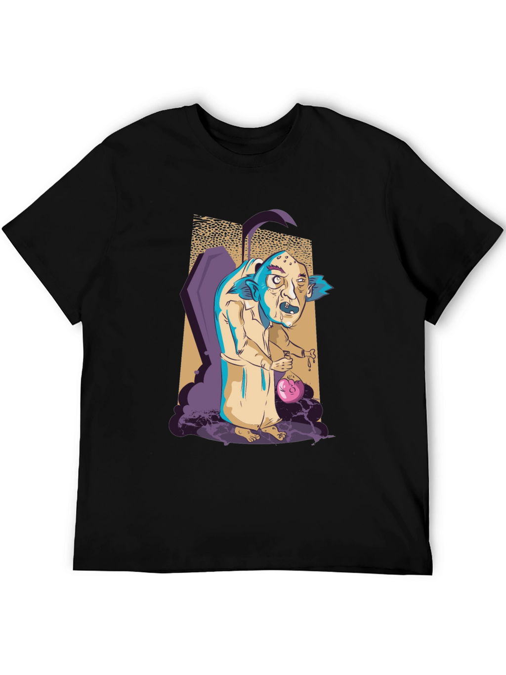 Monster Cartoon Graphic Print Black Tee