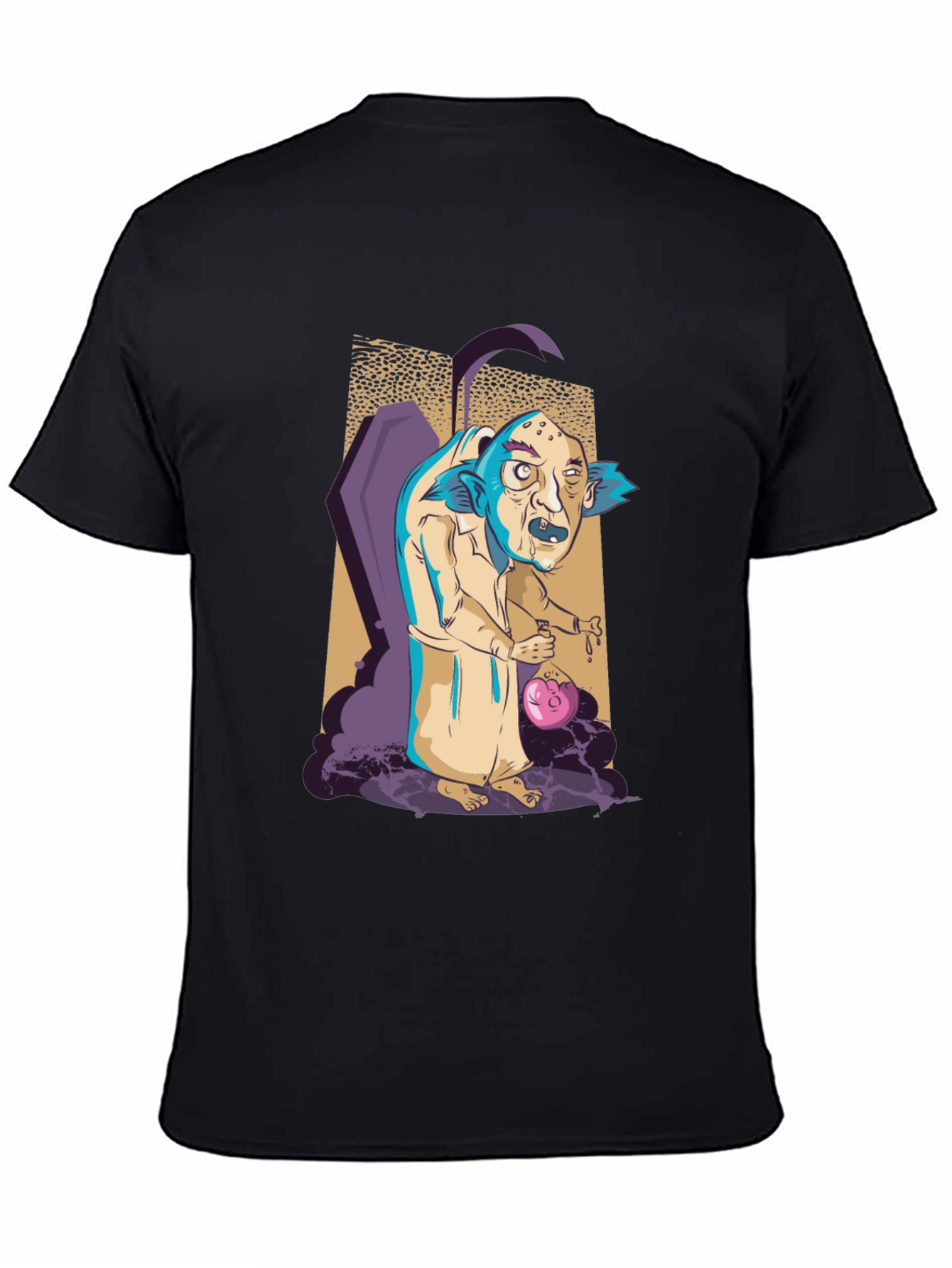 Monster Cartoon Graphic Print Black Tee