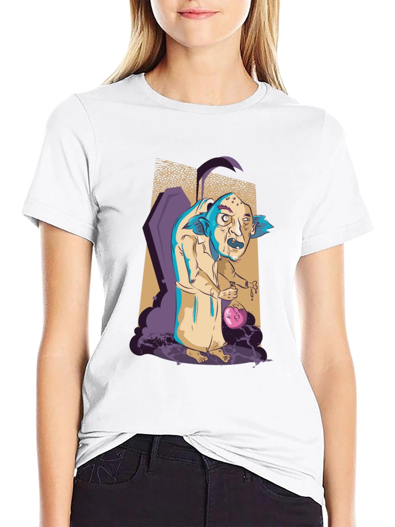 Monster Cartoon Graphic Print Black Tee