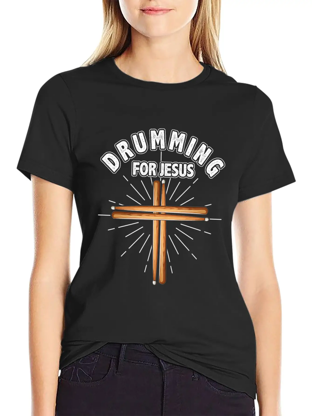 Drummer Drumming Drums Percussion Jesus Christian Stylish Everyday T-Shirt – Unisex Basic Cotton Tee