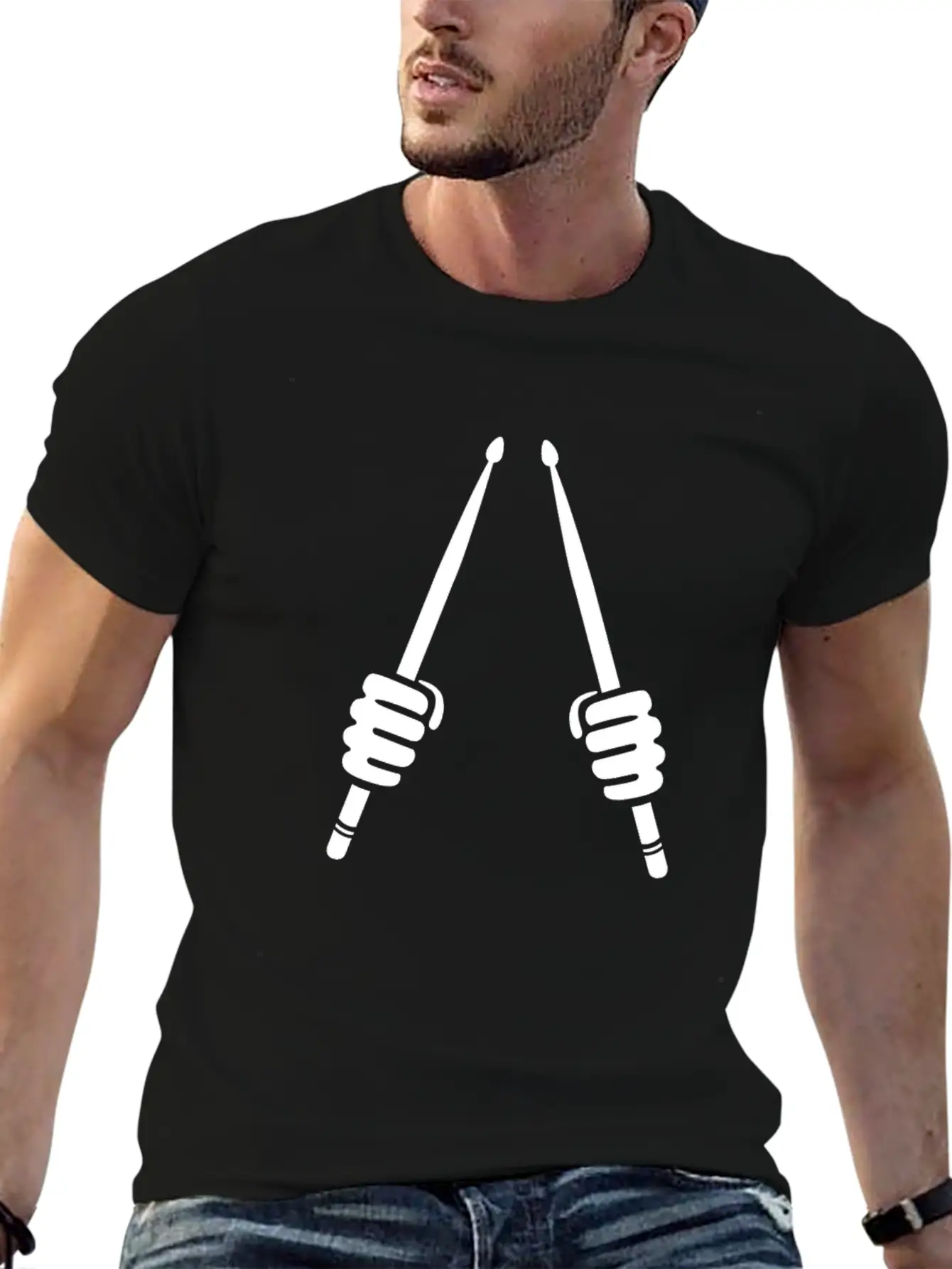 Drummer Hand Drumsticks Modern Fit Casual T-Shirt – Clean And Versatile Design